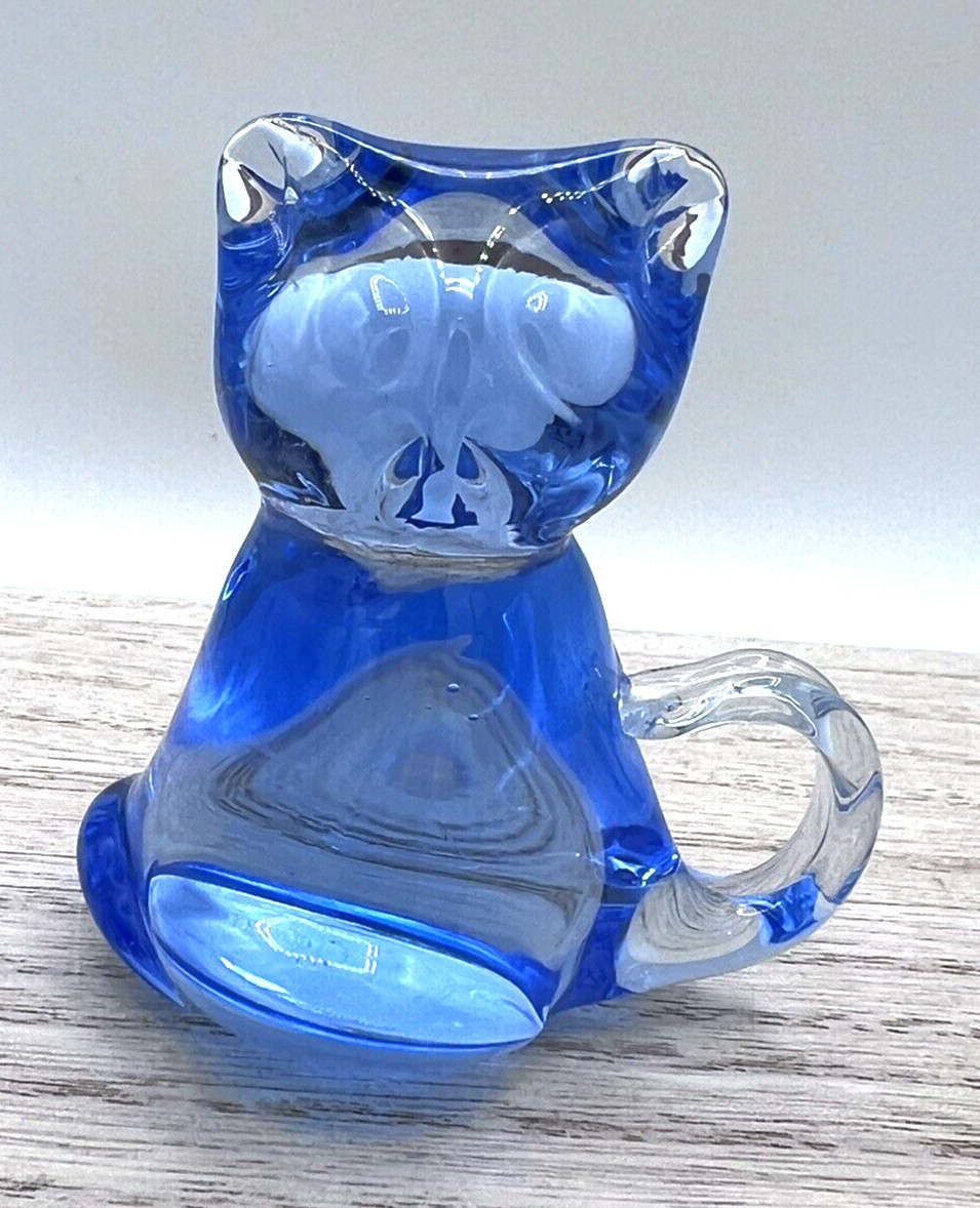 Blue Glass Cat Kitten United States Commemorative Fine Arts Gallery 3″