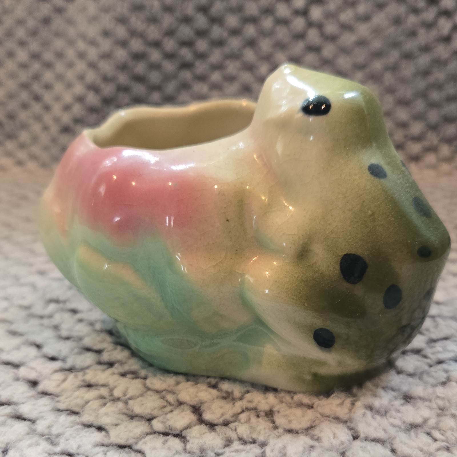 Vintage McCoy 1940’s Planter Frog Lily Pad Lotus Flower