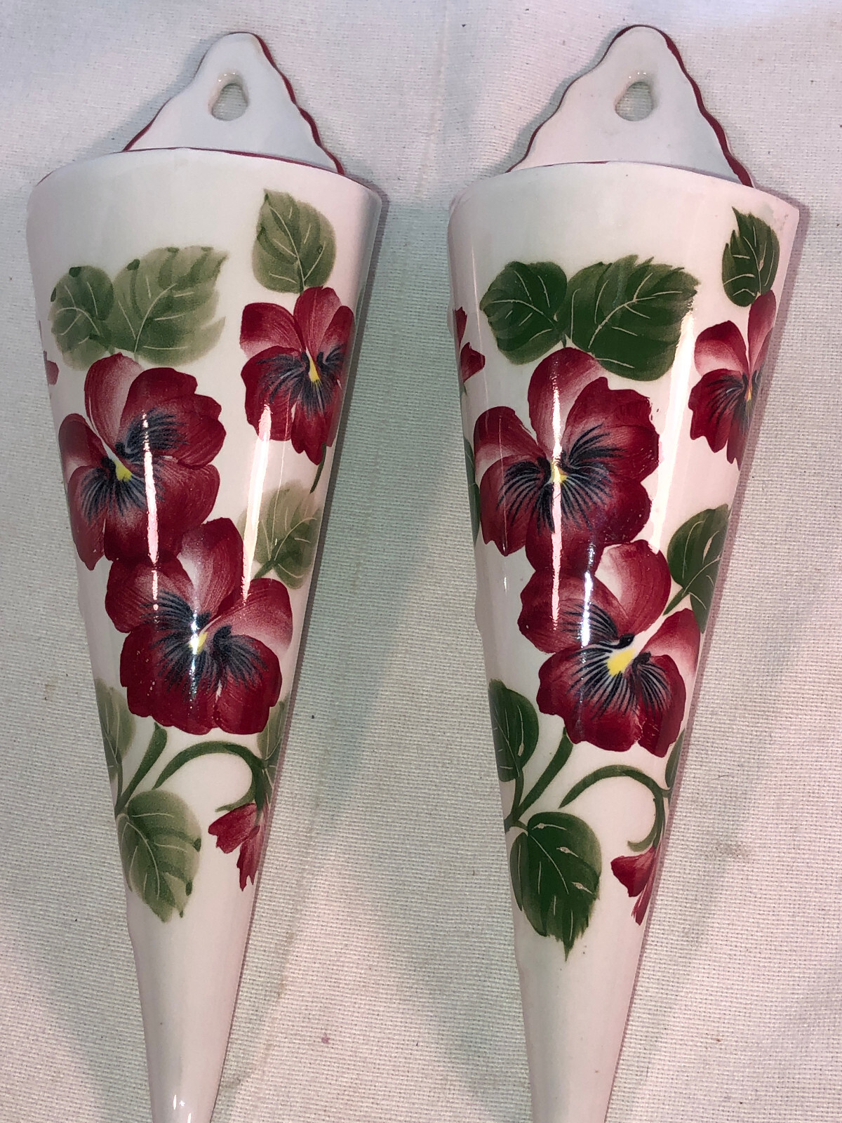 Two Andrea By Sadek Floral Wall Pockets with Roses