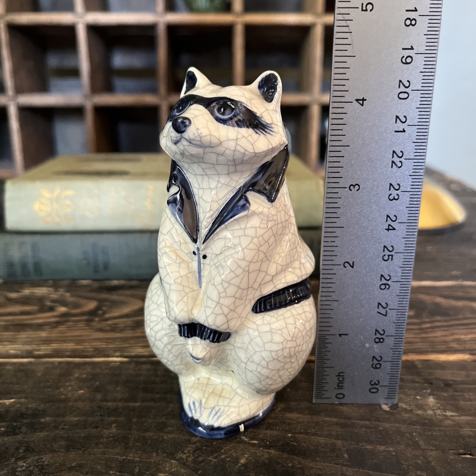 The Potting Shed Dedham Pottery Reproduction Raccoon Figurine Signed Vtg