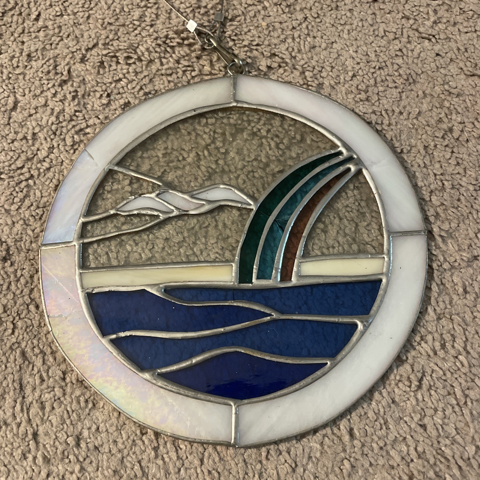 Ocean Seagull Stained Glass Window Hanging Decor 7” Nautical Decor Sun Catcher