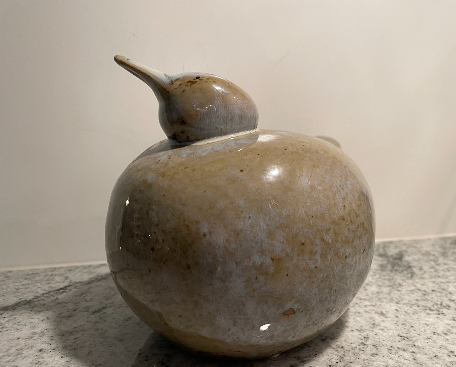 Vintage Large Mid Century Modern Style Tan Earth Tones Glazed Ceramic Sea Bird