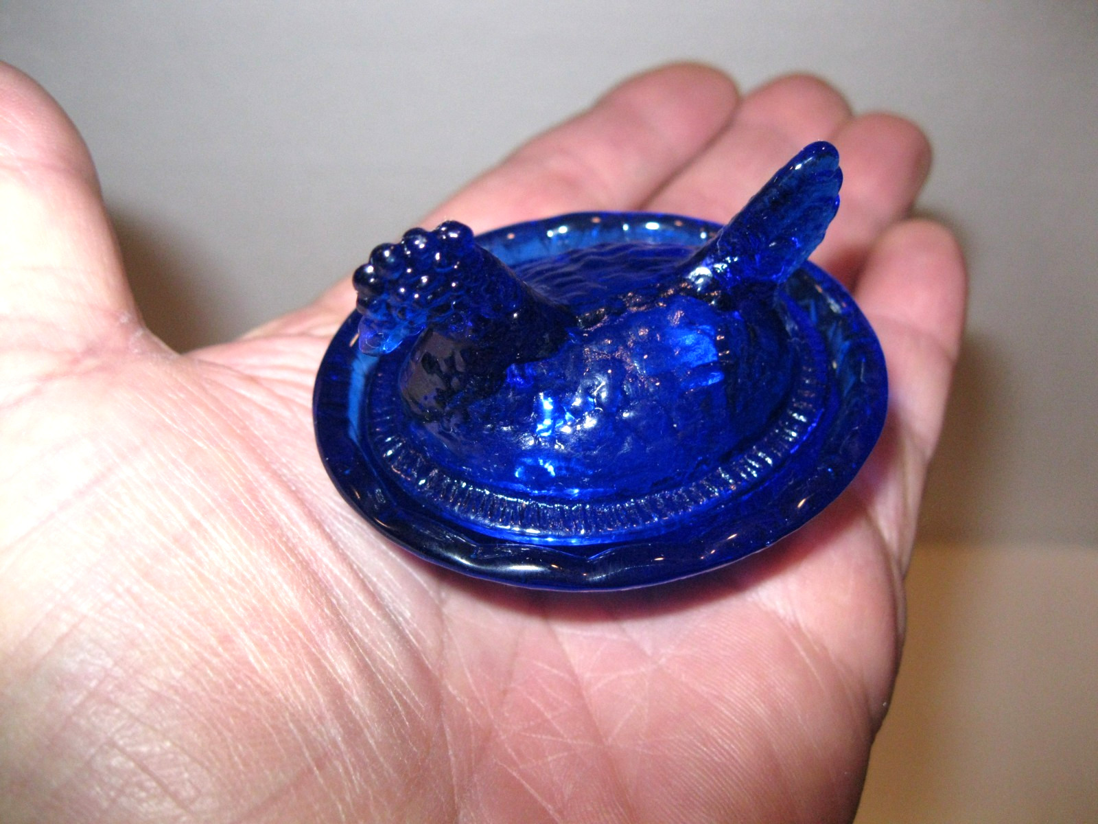 Get a DOZEN for one Price. NEW 2 1/2″ Mini HEN on NEST, COBALT BLUE GLASS.