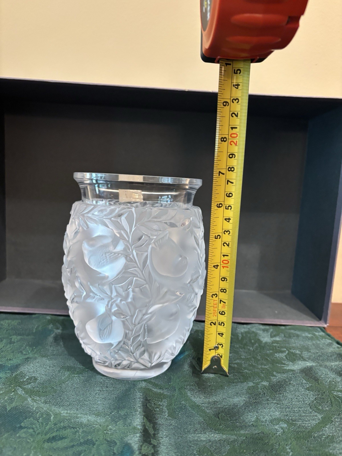 Lalique Frosted Crystal Bird Bagatelle Vase Slightly Used Still With Tag Signed