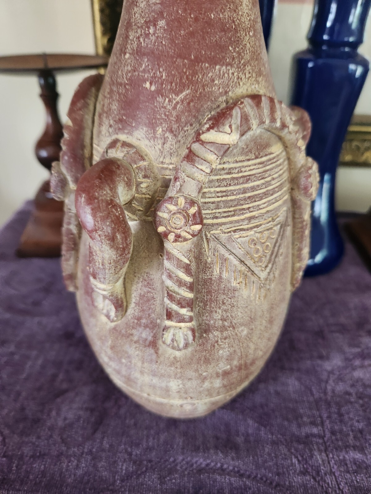 Vintage Terracotta Clay Pottery Elephant Vase