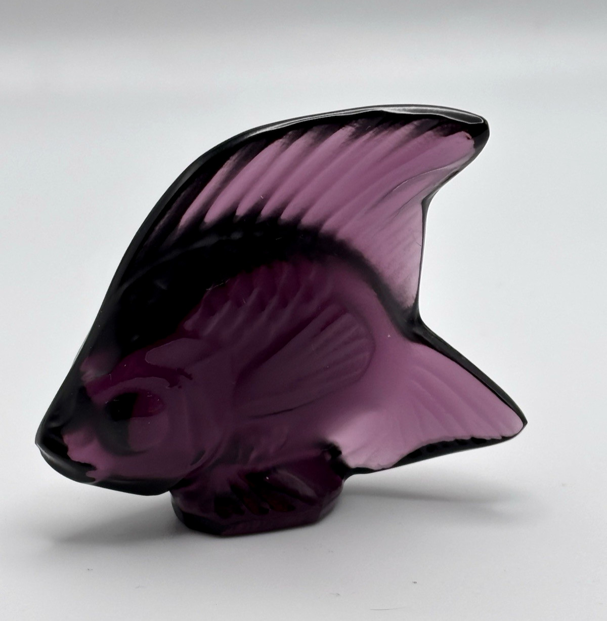 Signed Lalique France Seal Fish Sculpture Figurine VIOLET Original Box & Card
