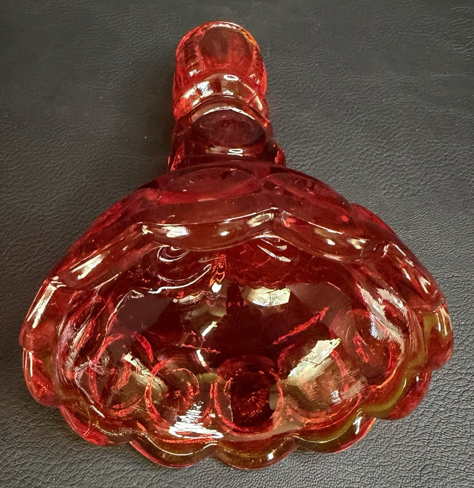 Vintage LE Smith Moon & Stars Candlesticks Amberina Flame Ruby Red Glass