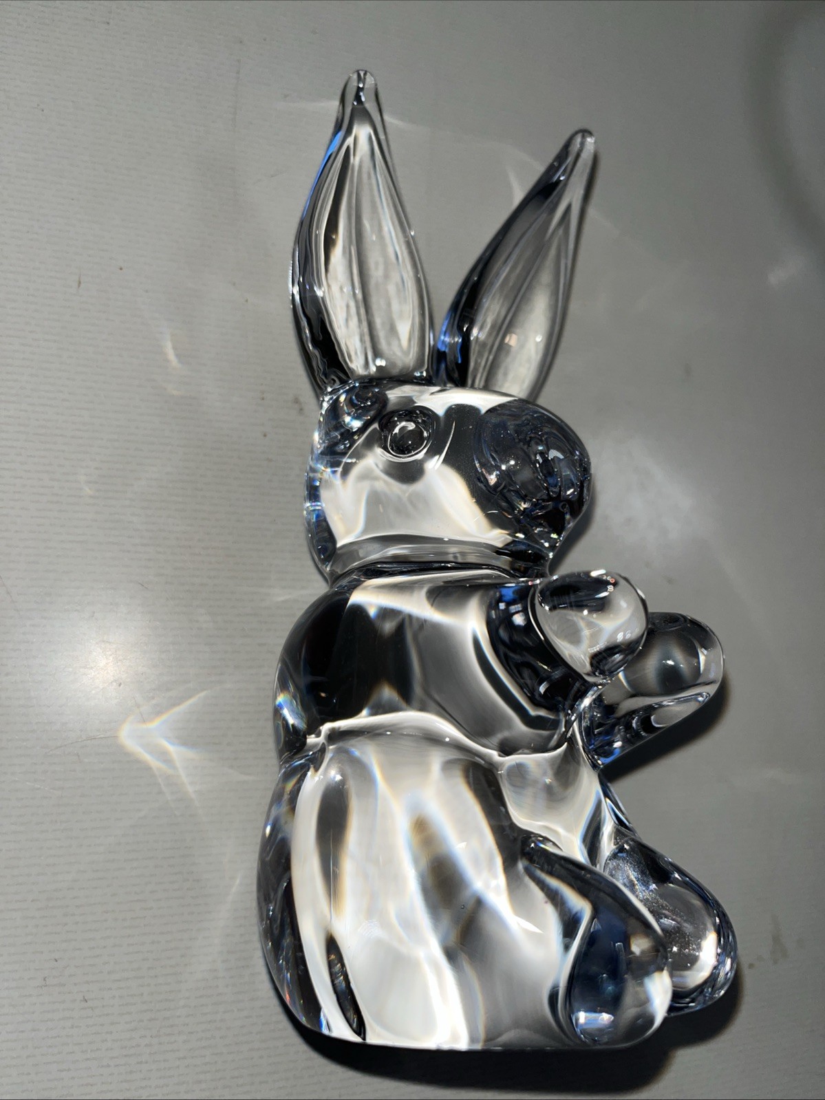 Art Glass Clear Glass Bunny Rabbit Paperweight Figurine Crystal Sheer Figurine