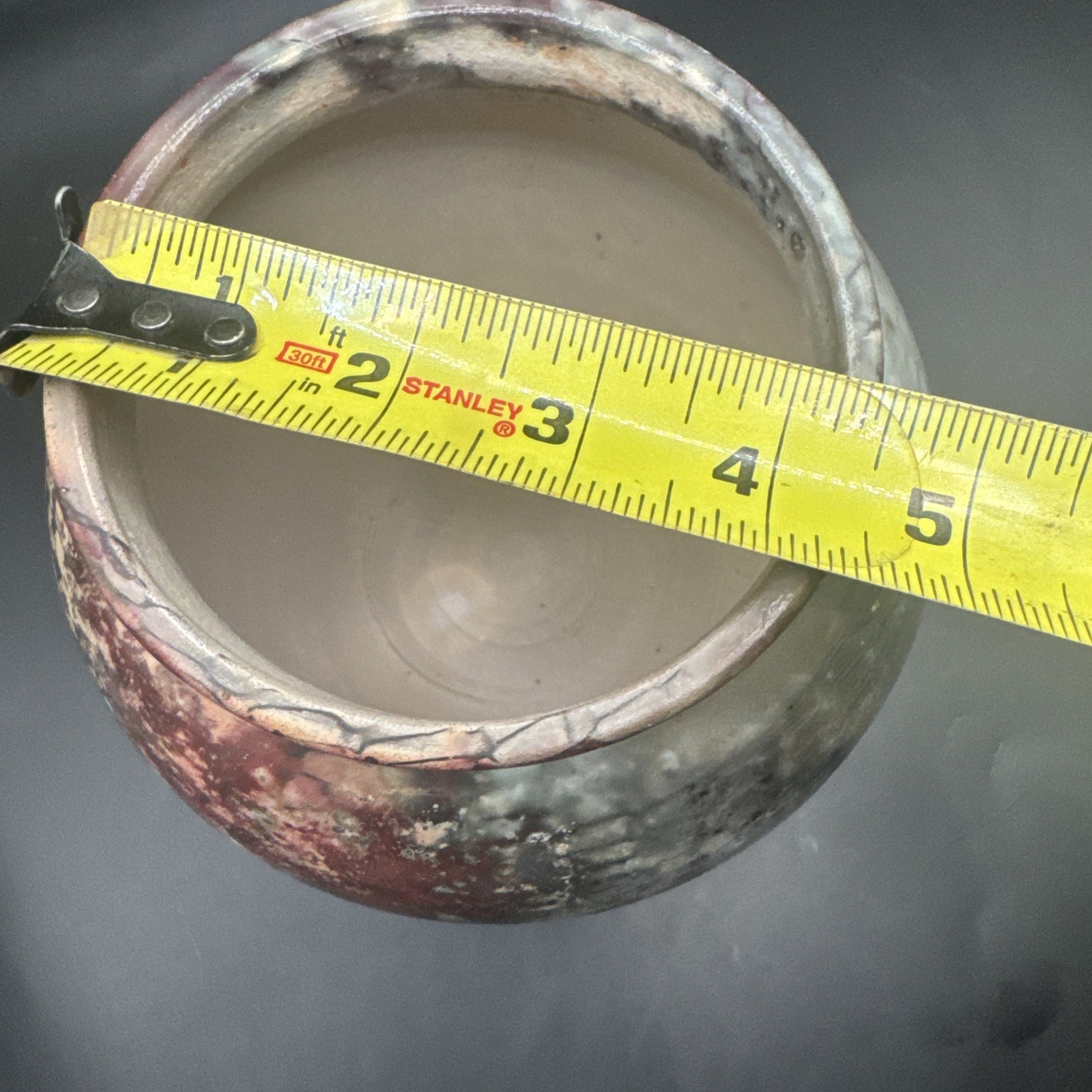 Studio Art Pottery Saggar Fired Raku Vase Signed 6.5” Tall