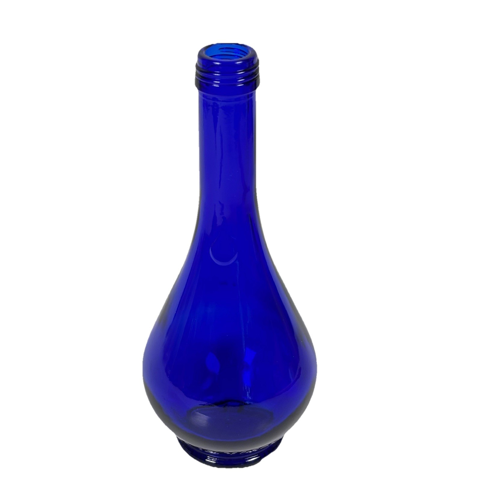 Vintage 8.5” Acqua Della Madonna Cobalt Blue Teardrop Bottle Italy