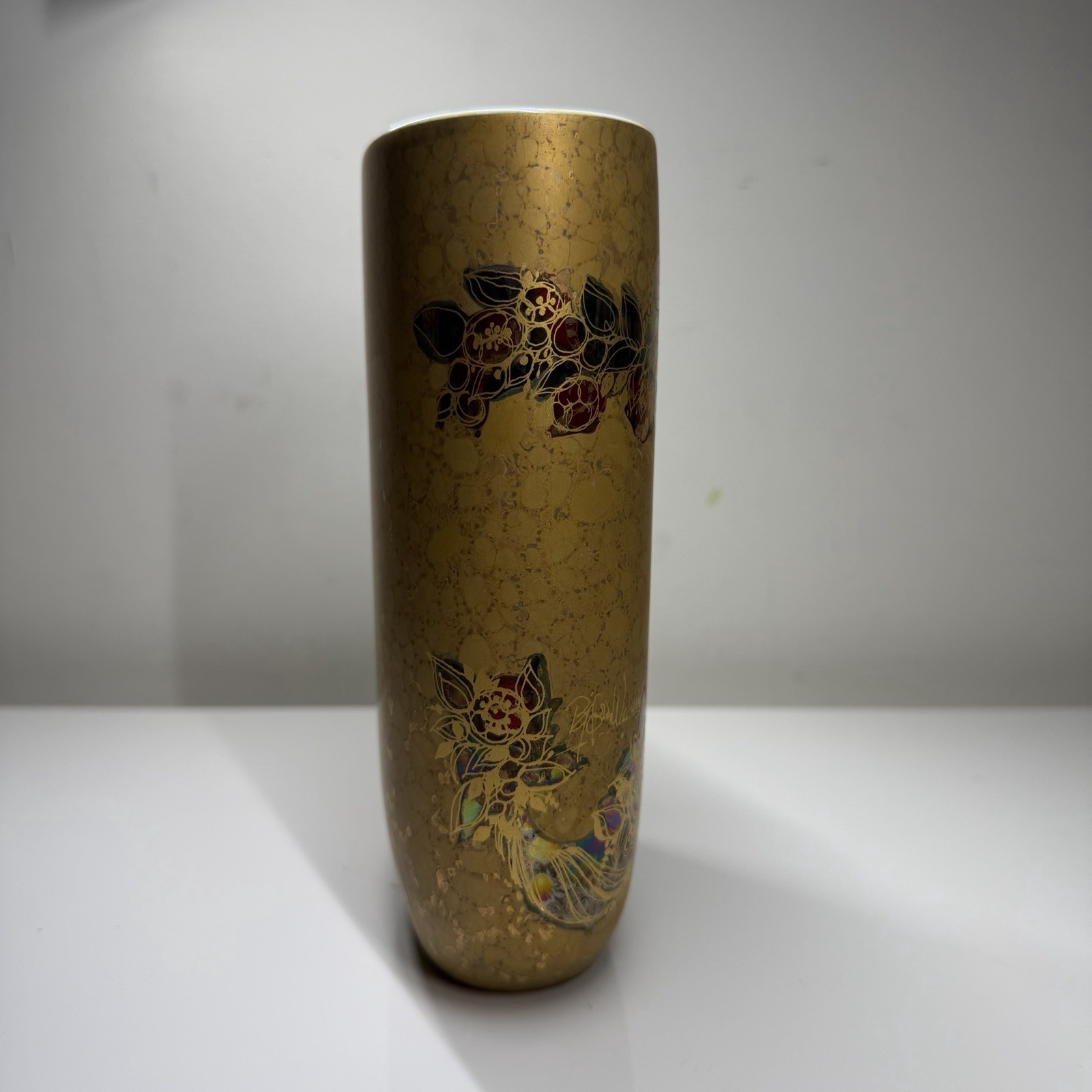 Rosenthal Studio Linie Bjorn Wiinblad Gold Vase Vintage MCM Germany Woman Bird