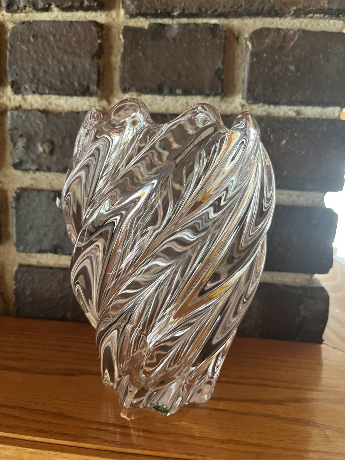 French Crystal ART VANNES Modernist Heavy Crystal 7.5” Glass Vase France