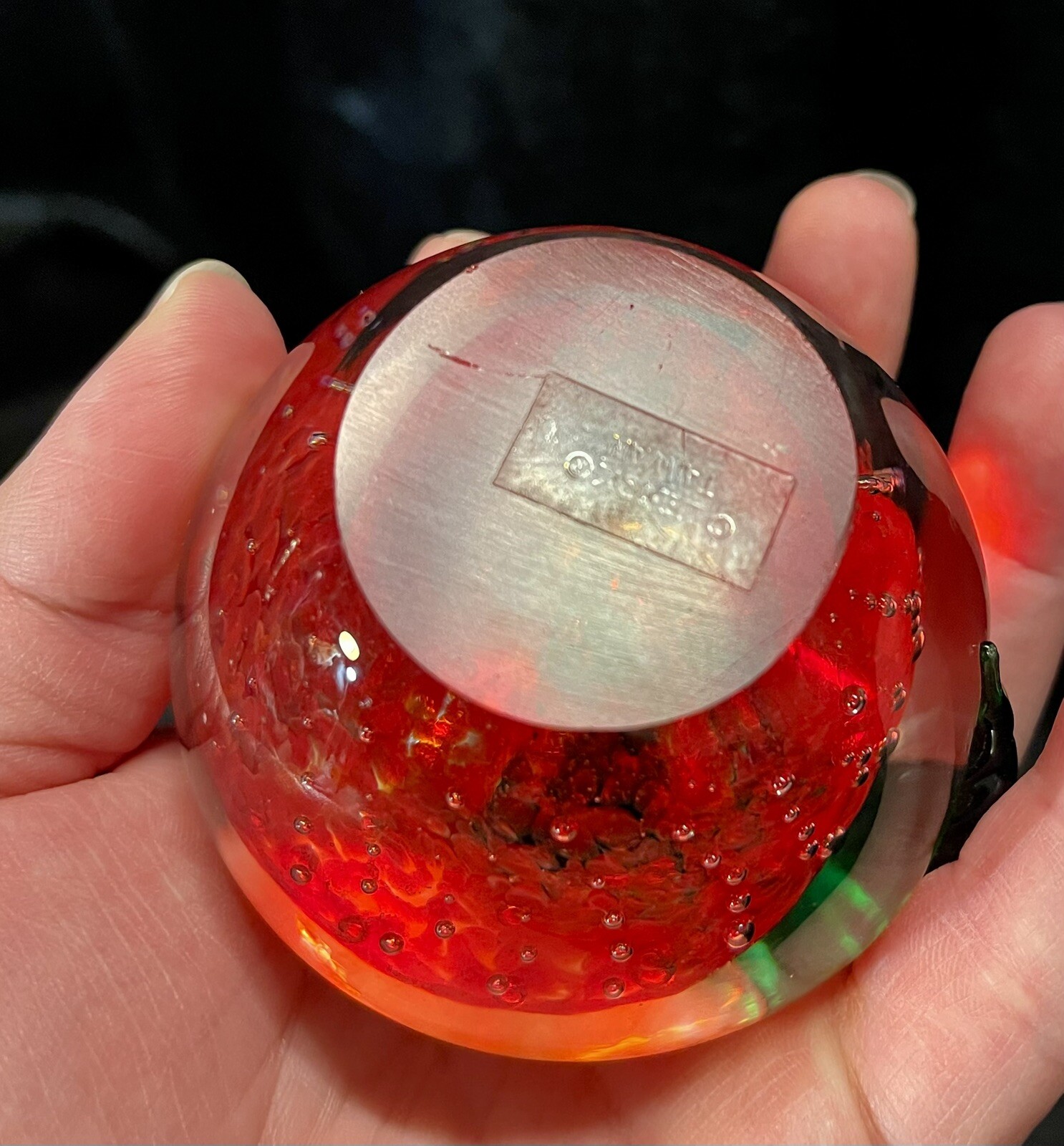 Vintage Lenox Controlled Bubble Glass Apple 🍎 Paperweight Teacher Cute Orchard