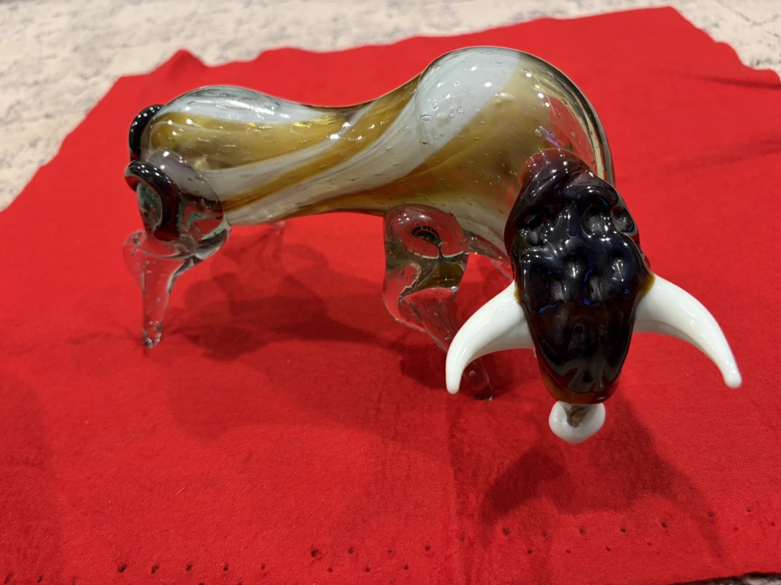 Vintage Murano Glass Handcrafted Handblown Mexican Bull / Ox / Cow Figurine
