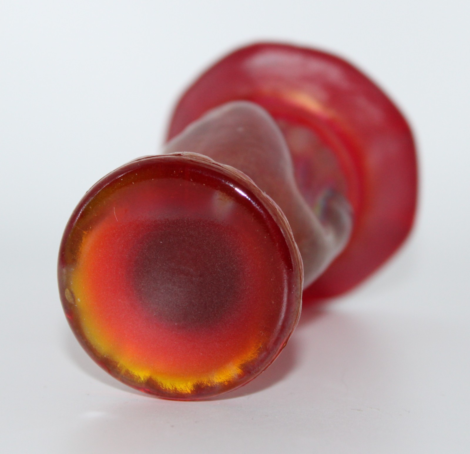 Fenton #38 Ruby Red Satin Mini Torch Left Hand Vase HTF