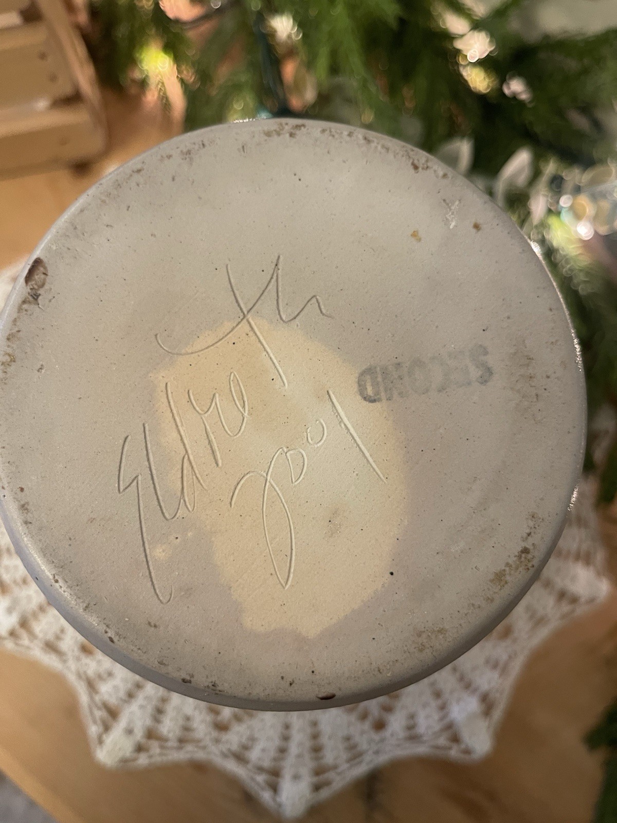 Eldreth Pottery 2001 Vintage Salt Glaze 8 Inch Crock Marked Second EVC