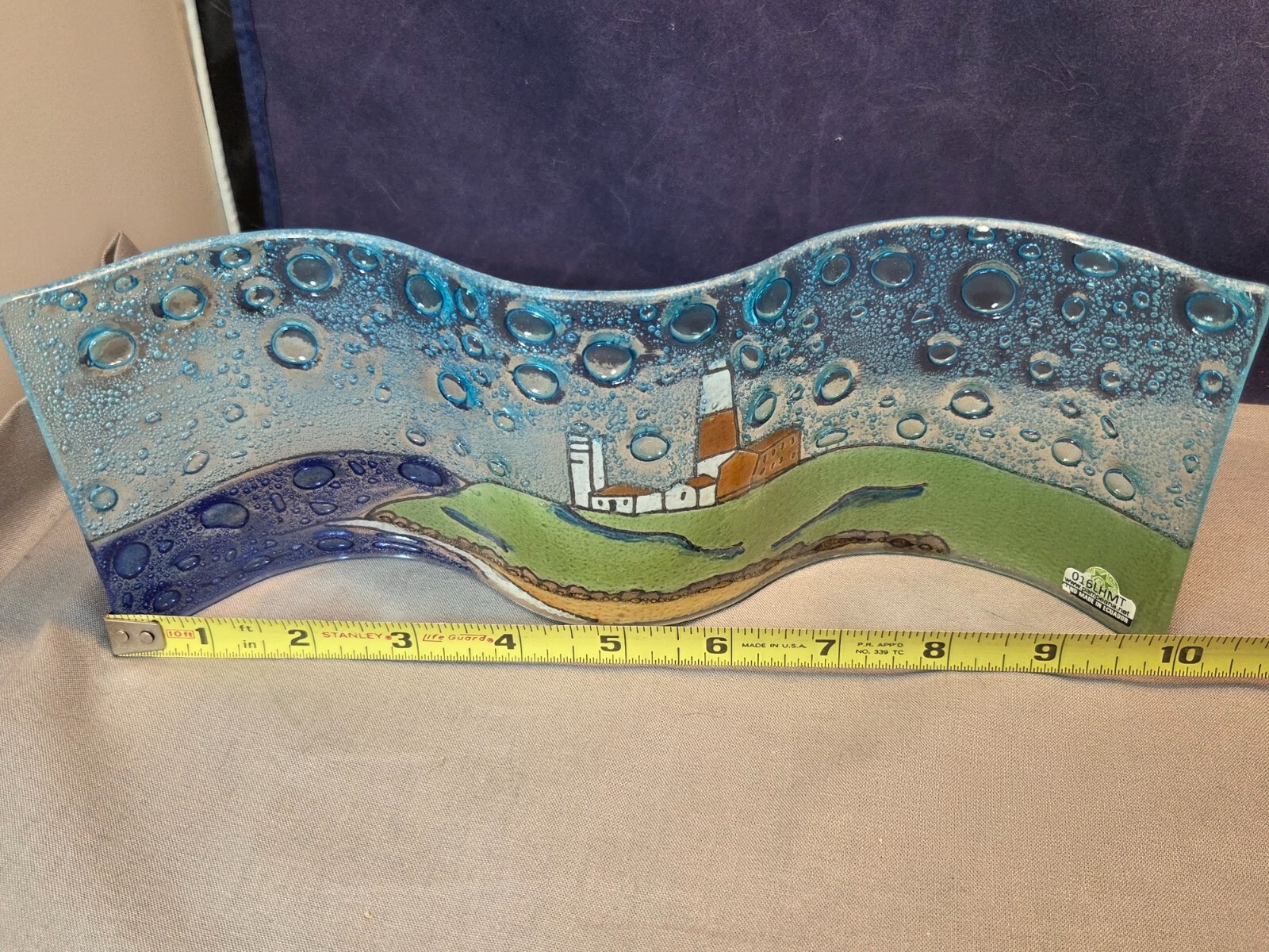 Pampeana Fused Art Glass Montauk Point NY Historic Lighthouse curved glass