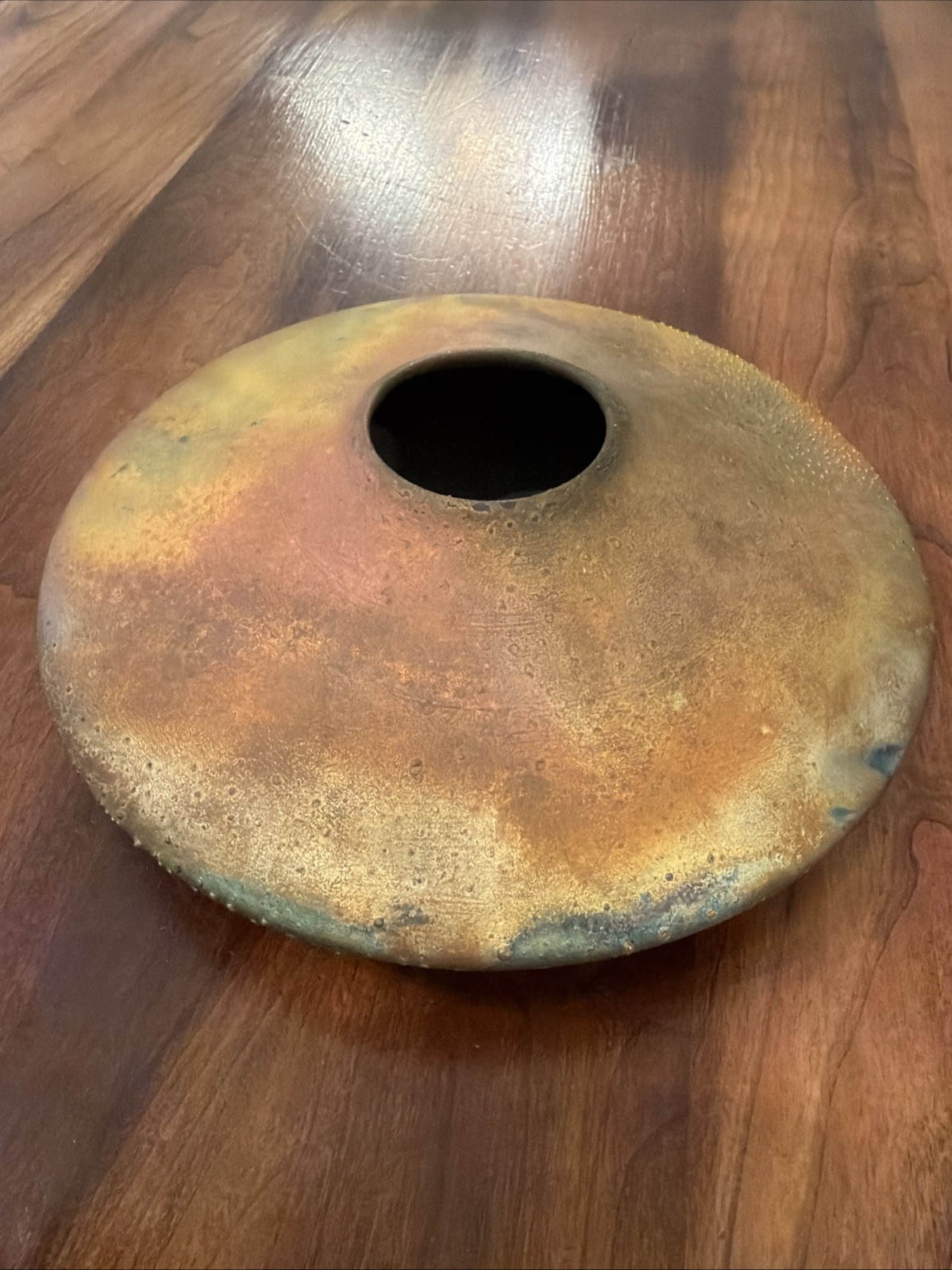 Signed Vintage Studio Fired Copper Vessel Vase Modernist Minimalist – READ