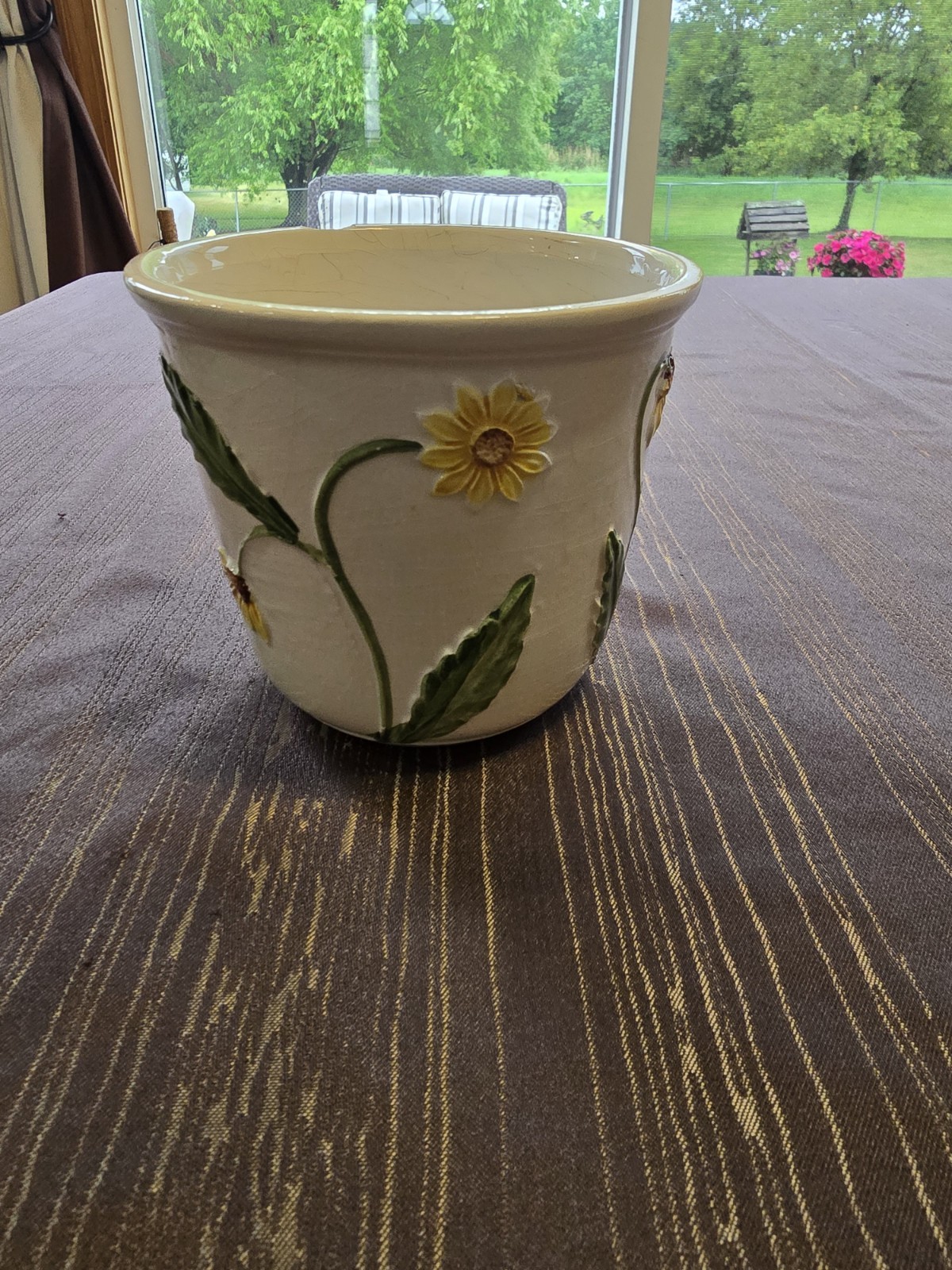 Bassano of ITALY Ceramic****Flower Pot / Planter**** Sunflowers-Vintage
