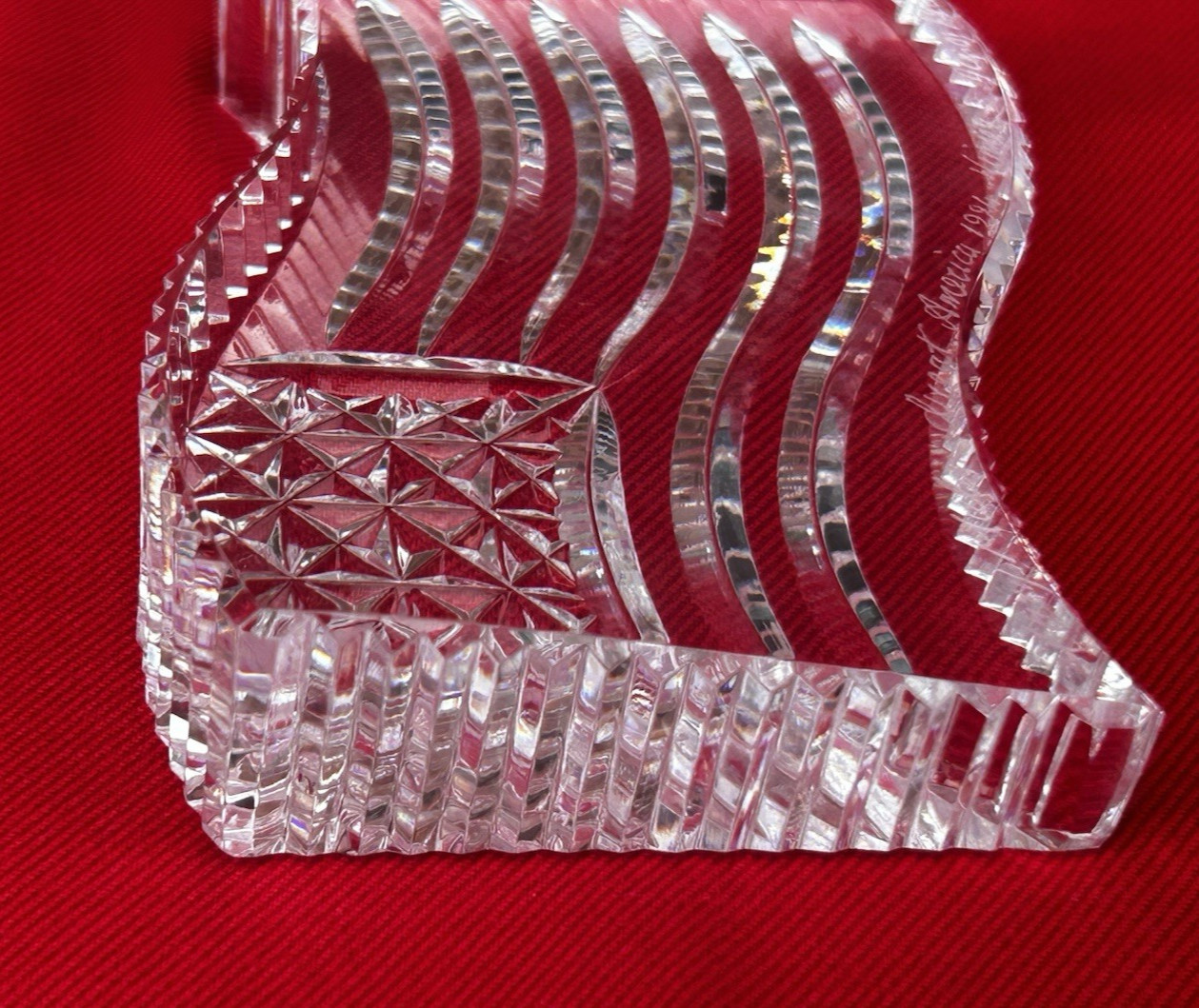 Waterford Crystal Paperweight American Flag Engraved w/ Name 1994 Jim O’Leary