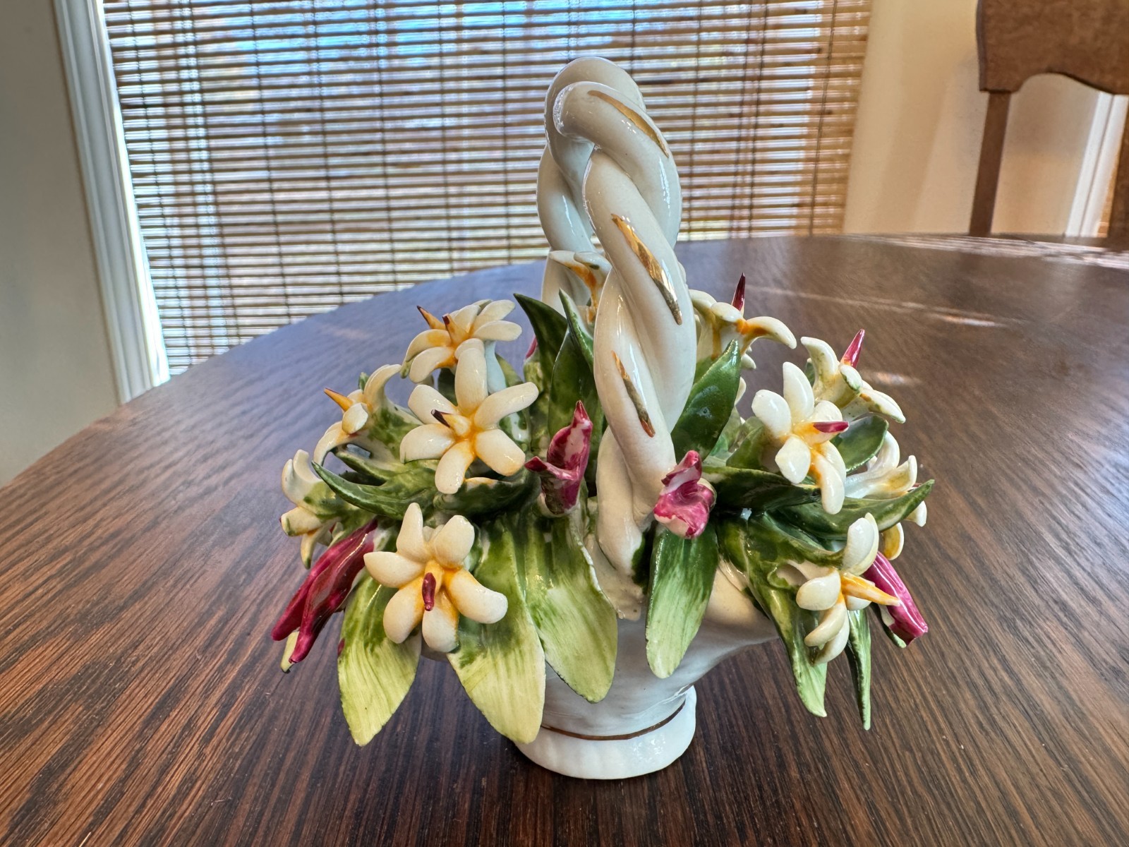 Vintage Capodimonte Style Flower Basket 5″