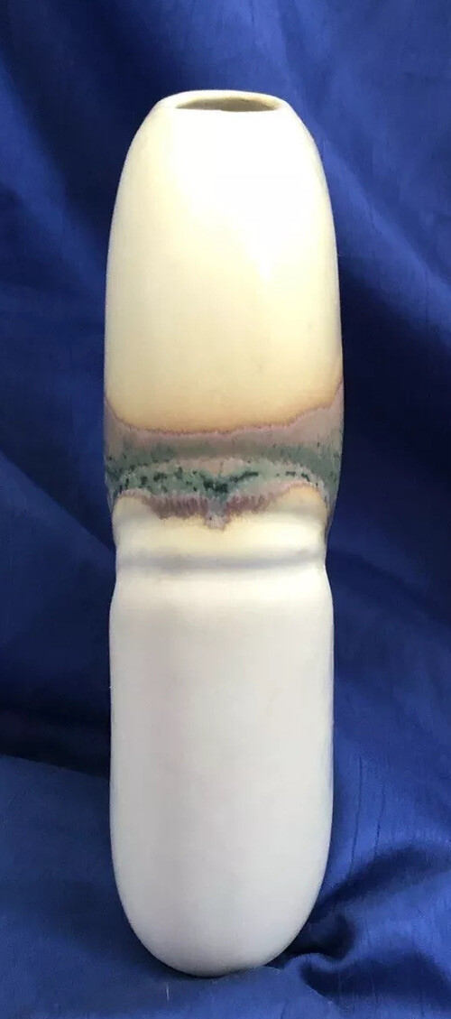 SP San Pacific San Francisco Drip Glaze Pottery Flat Vase Vintage Taiwan