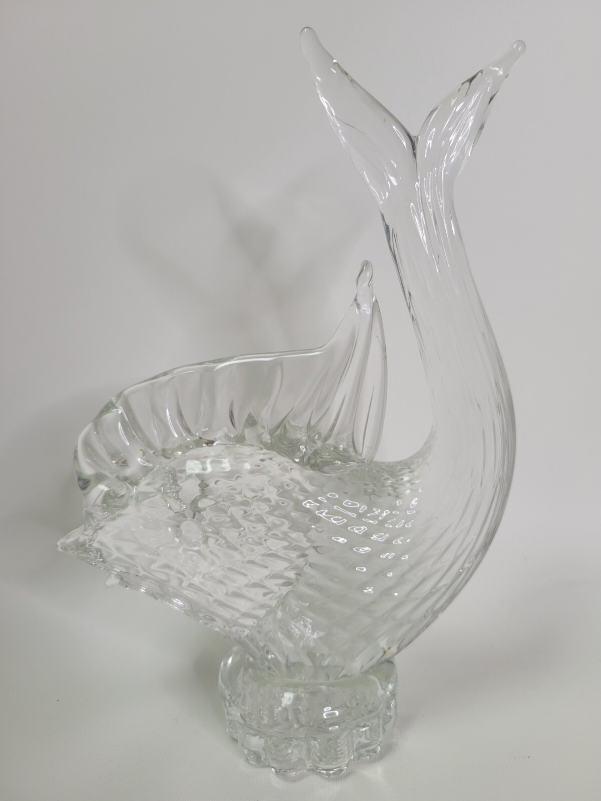 Vintage Clear Art Glass Figural Dolphin Fish 8 5/8″