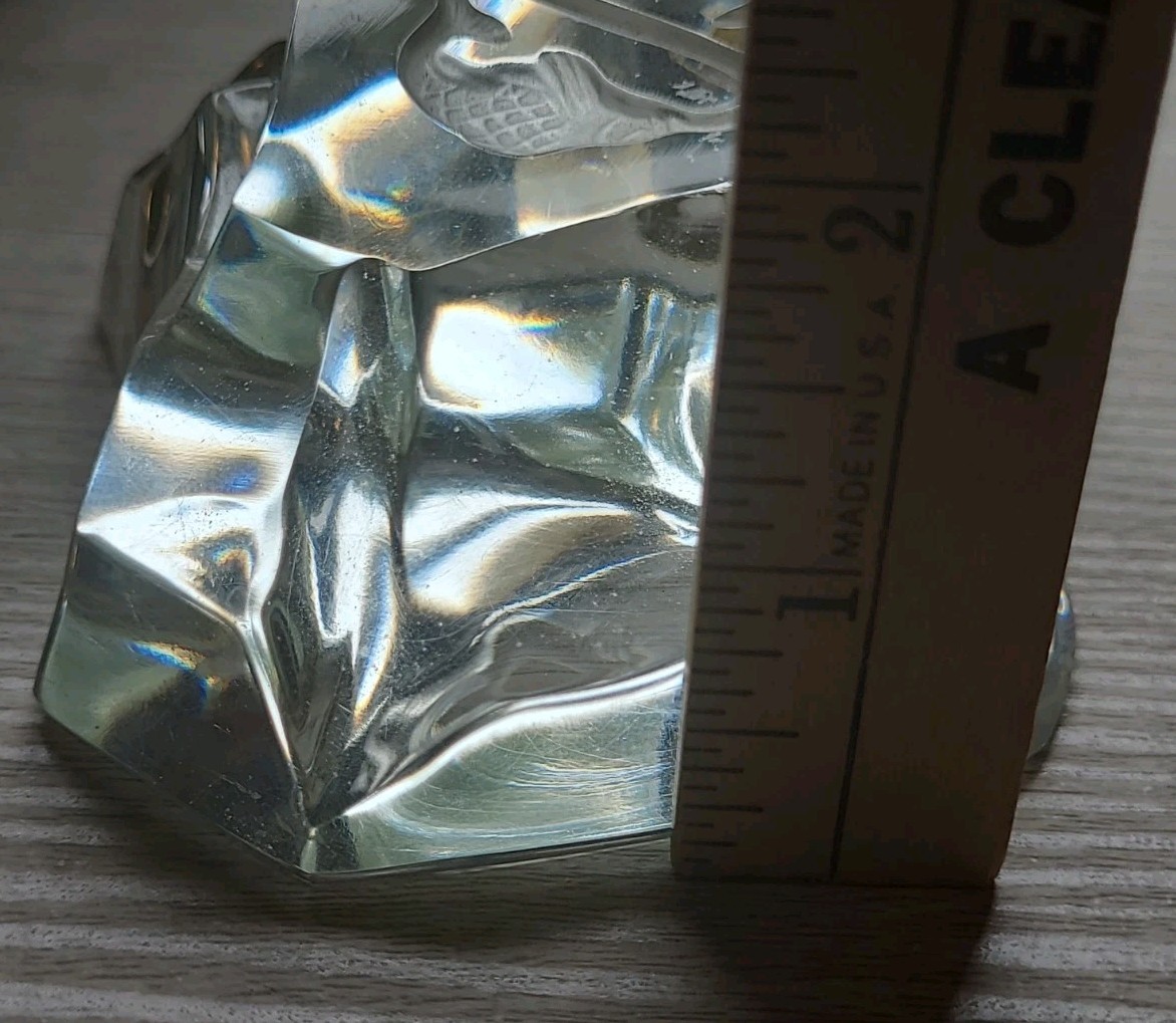 Glacier Iceberg Crystal Pisces Paperweight Belgium Signed Val St Lambert 2”x 4”