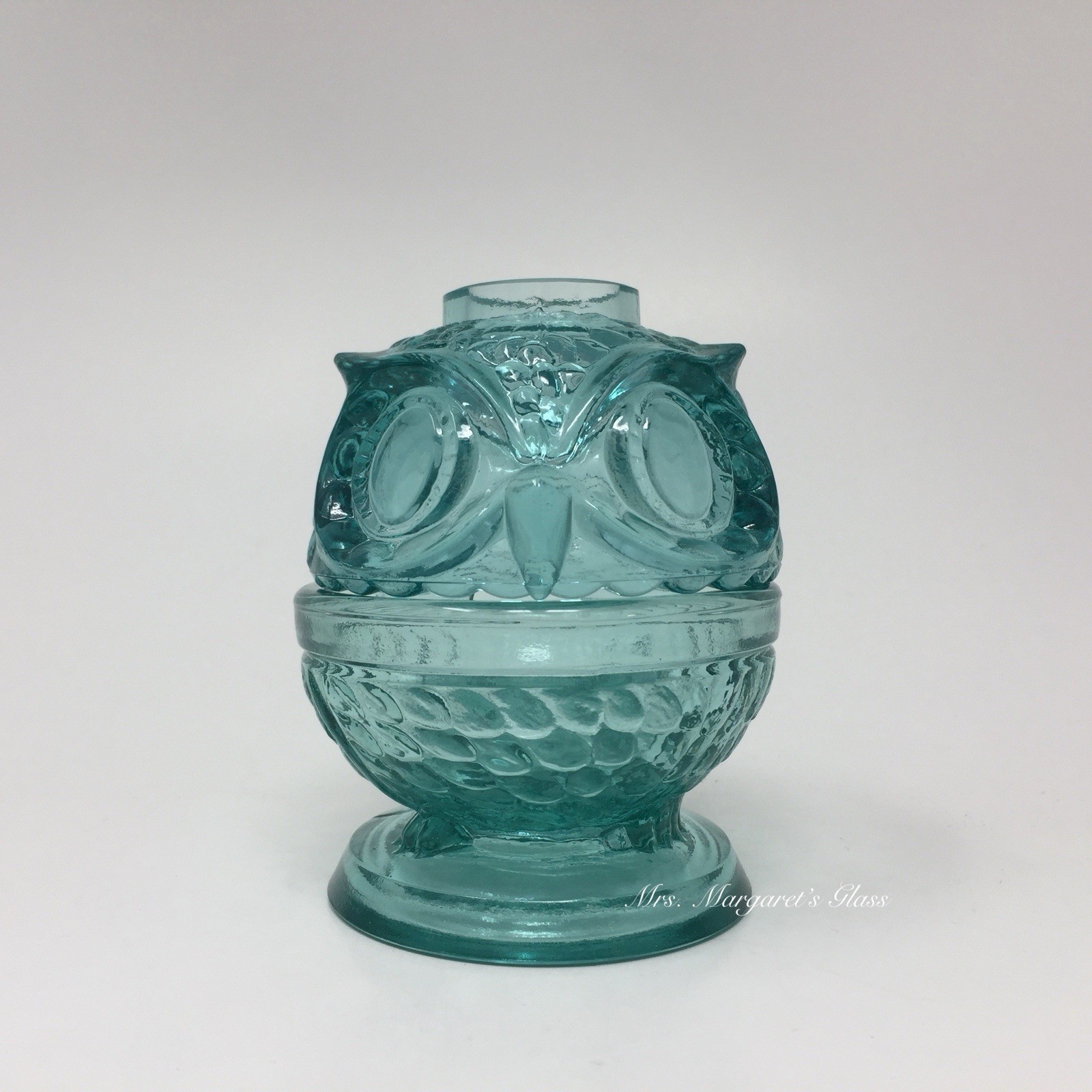 Wilkerson Glass Owl Fairy Lamp Teal Blue UV Pink Glow