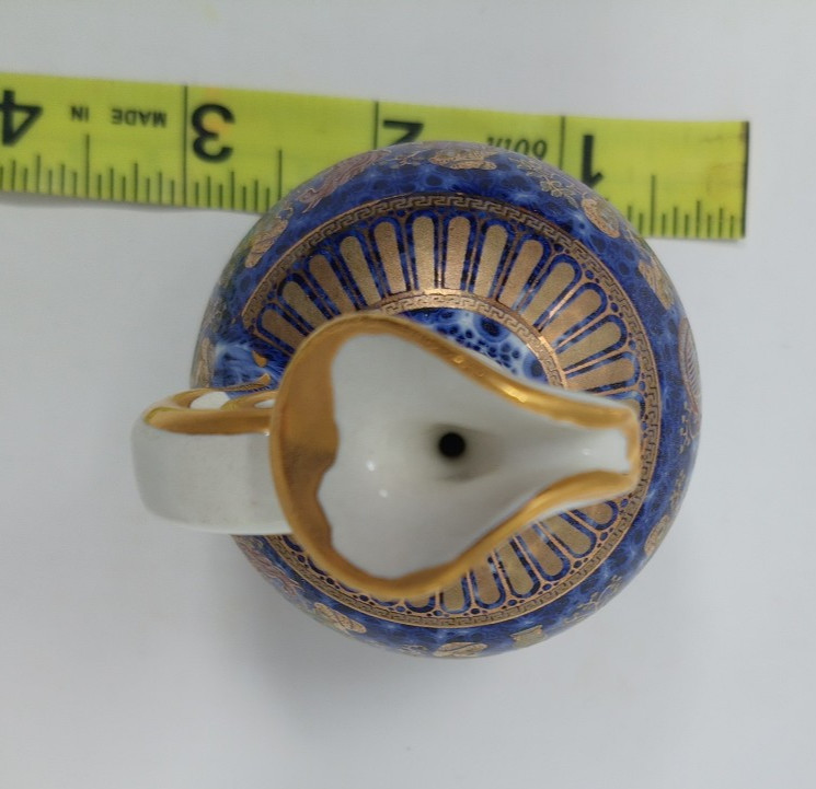 A. Roussi White and Blue Ceramic Vase Urn w/ 24k Gold Leaf Hand-Made In Greece