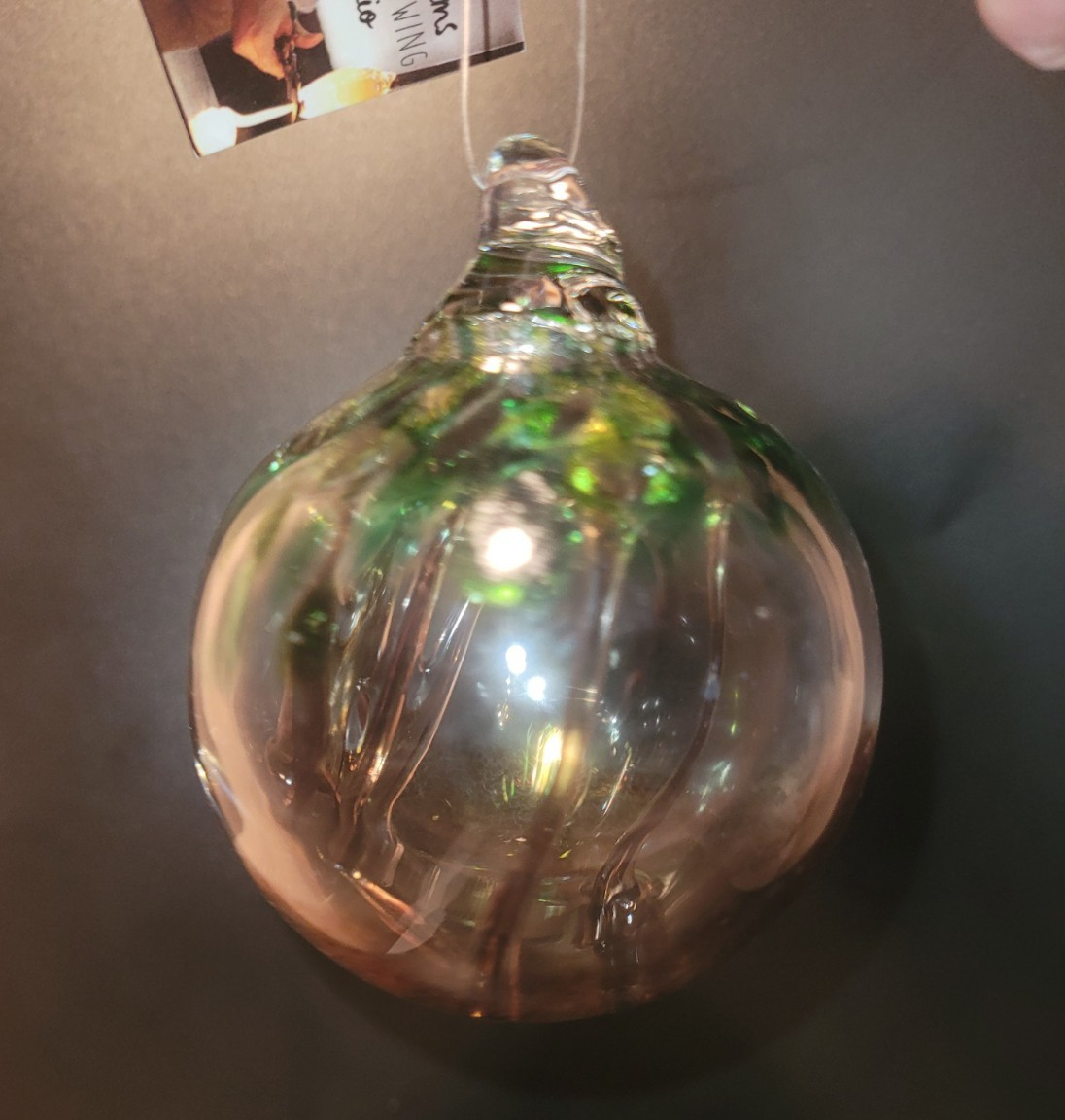 Luke Adams Glassblowing Studio Ornament Brown and Green NWT- 3 inches