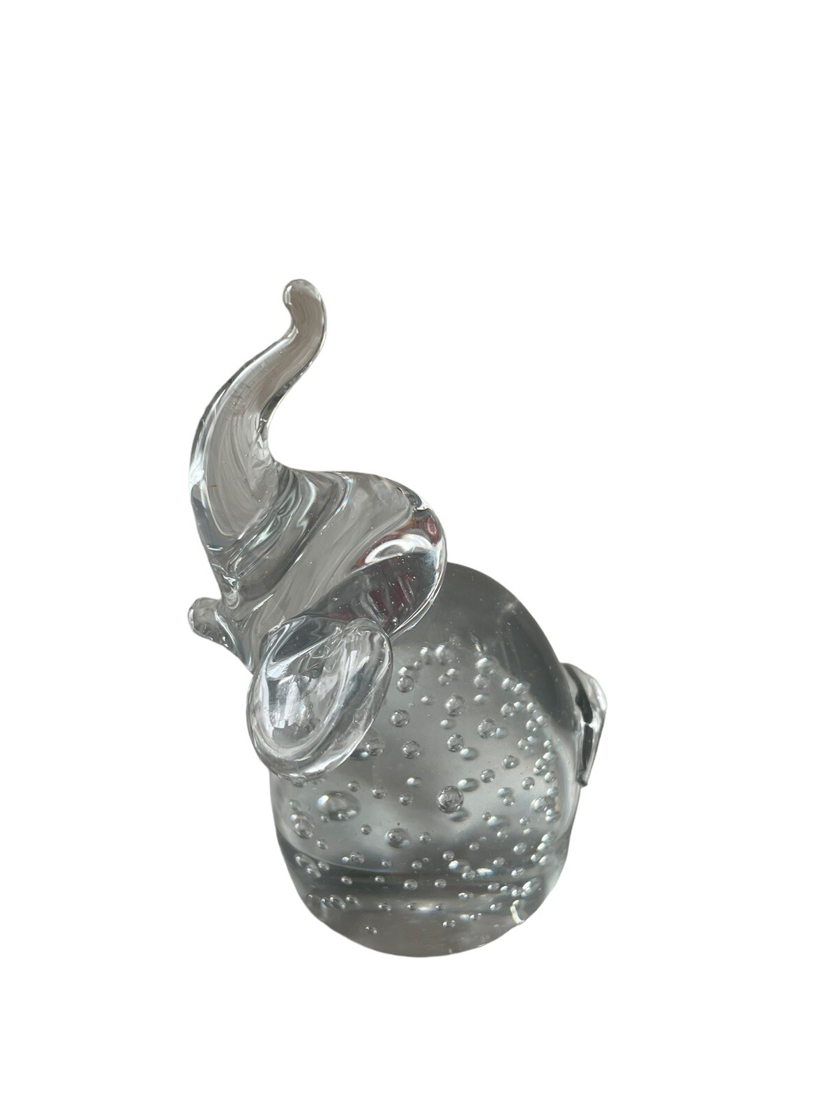 Art Glass Elephant Bullicante Trunk Up Figurine Controlled Bubble Paperweight