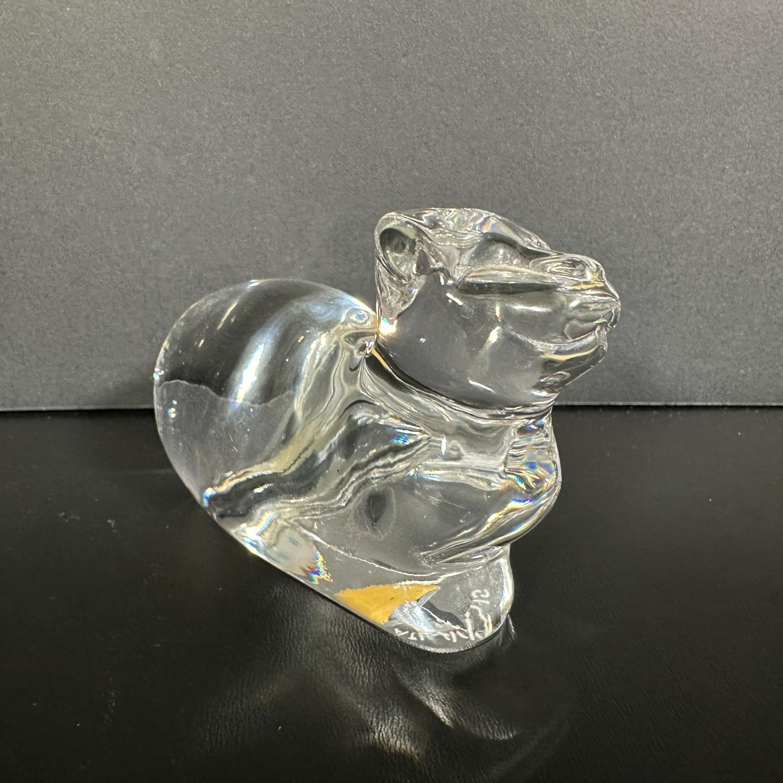 Vintage Handmade ATLANTIS Full LEAD CRYSTAL Clear Glass Cat Figure Paperweight