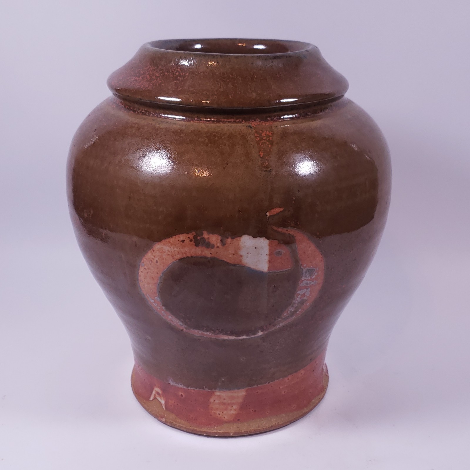 Vintage Japanese Oriental Ouroboros Snake Studio Pottery STONEWARE VASE PLANTER