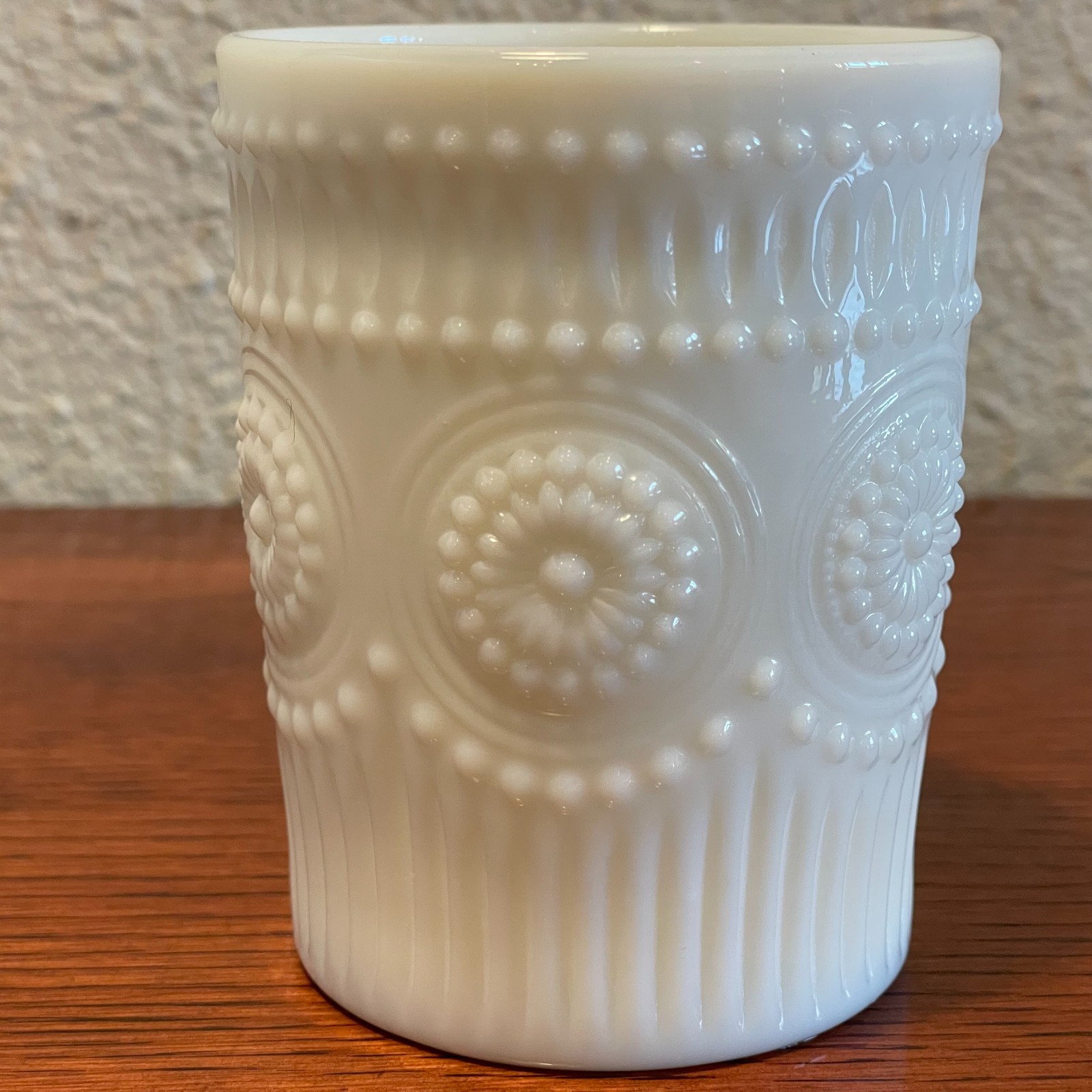 Traditional White Milk Glass Hobnail Style Jar Vase Cottagecore Bathroom Decor
