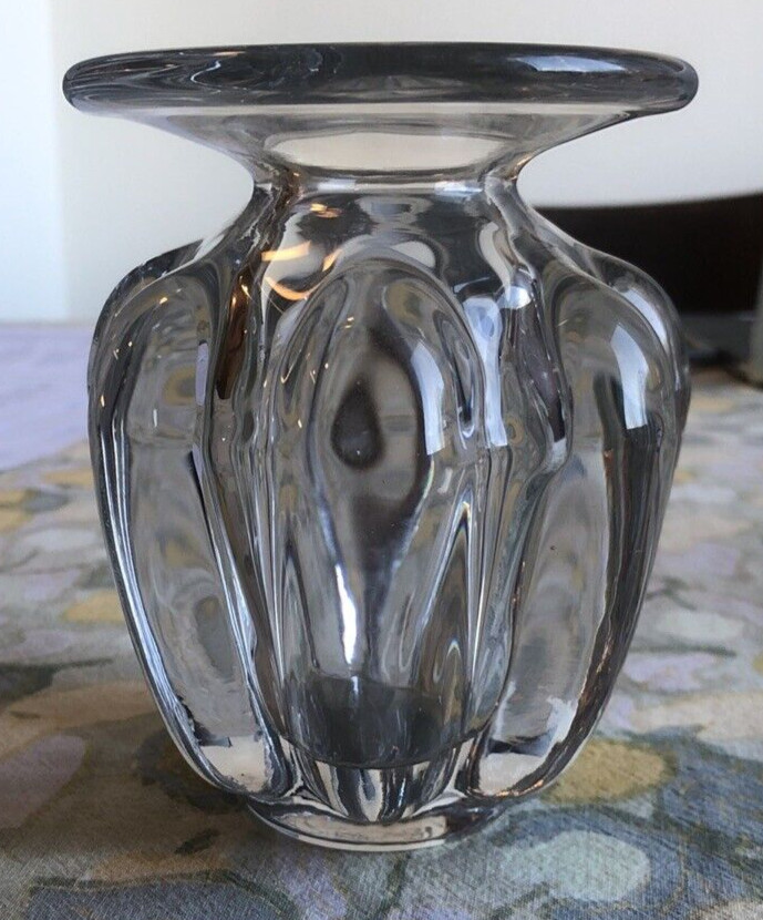 Vintage Art Vannes French Crystal Vase Clear France