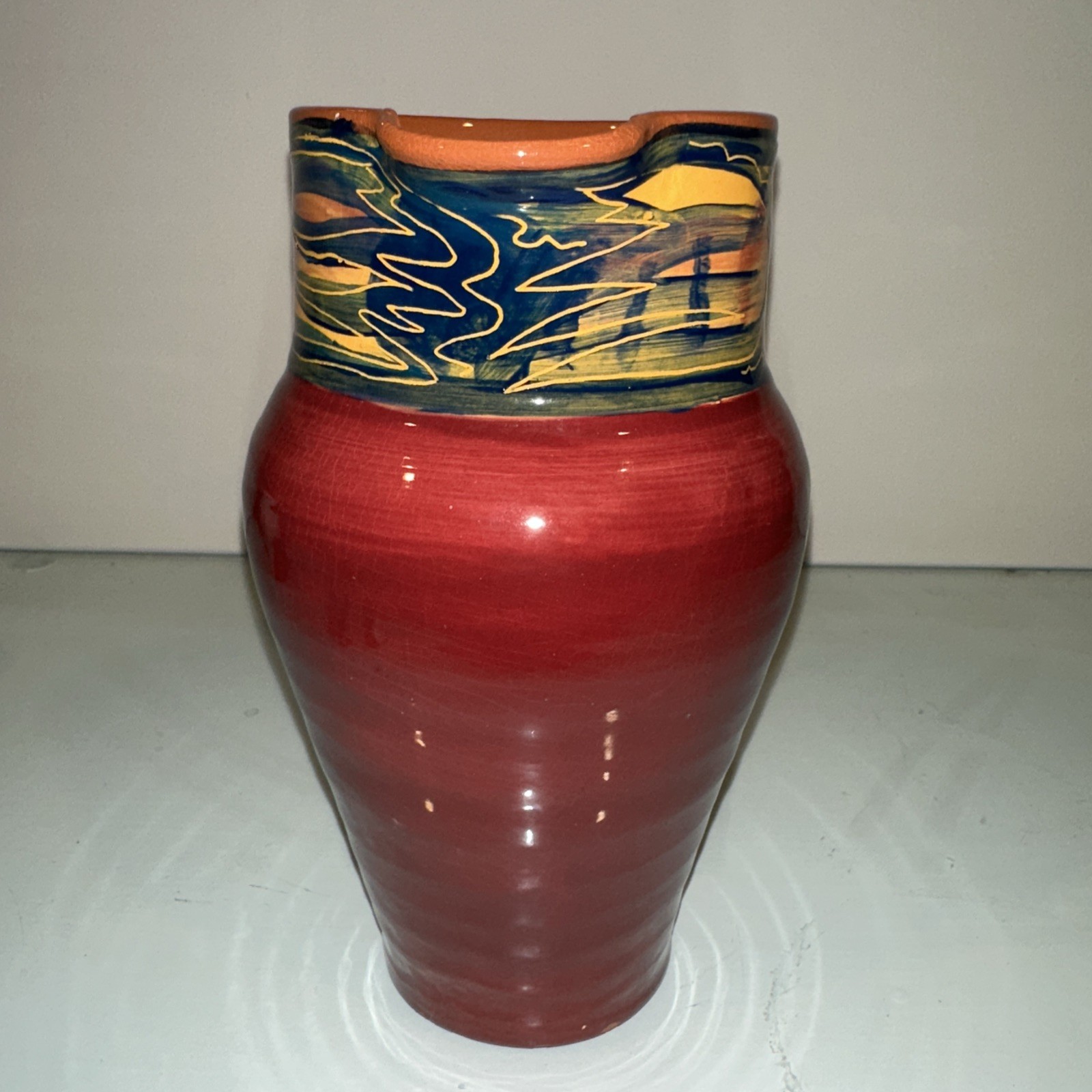 Signed Hawk Wings Jim Holbert Brattleboro Vermont Arizona Studio Pottery Jug