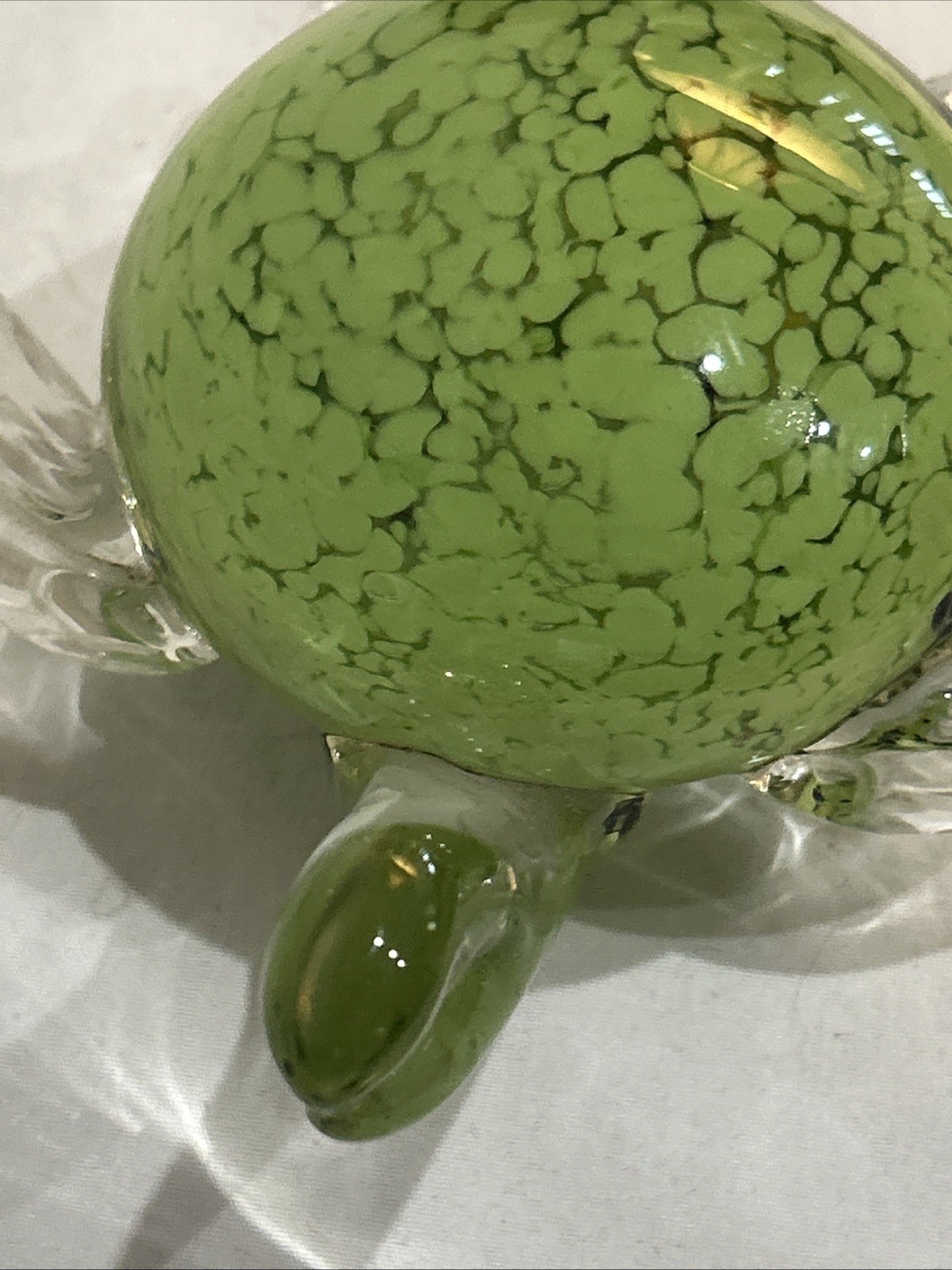 Vintage Fifth Ave Crystal Heavy Art Green Sea Turtle Paperweight
