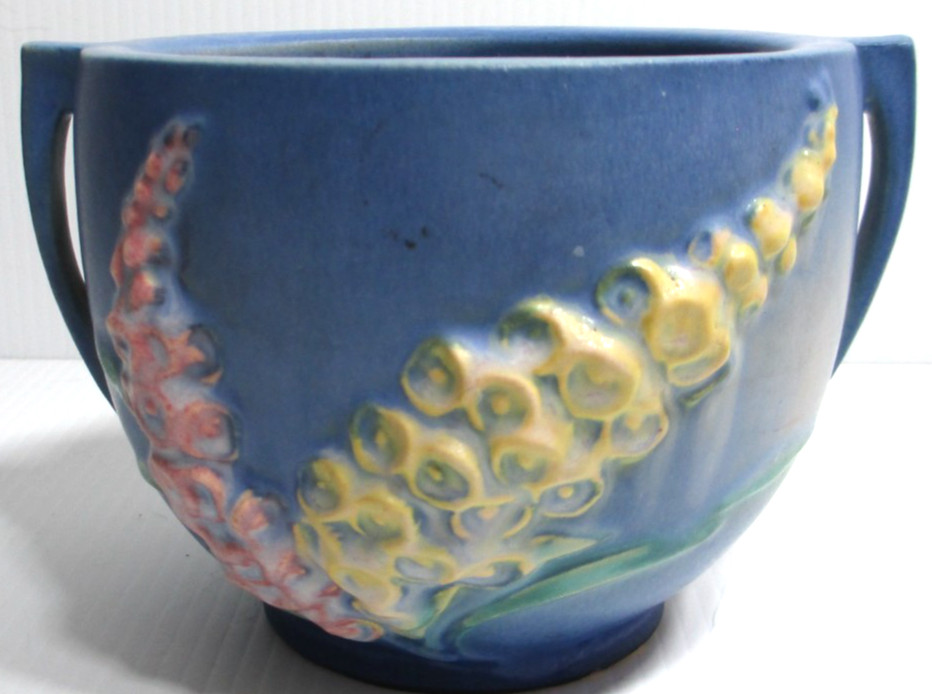 Vintage Roseville Pottery Planter Jardiniere 659-4 Foxglove Blue 4 1/8″ Tall