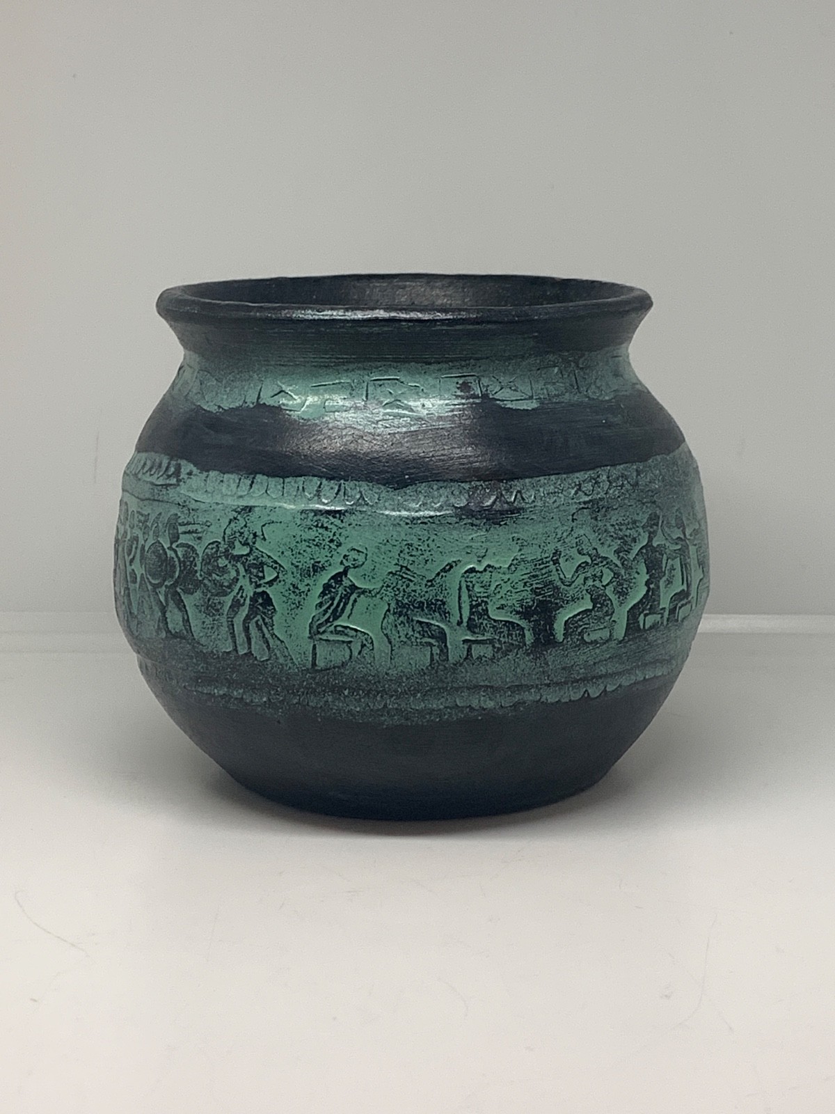 Vintage Terracotta Greek Pithari Pottery Vase~stamped made in Greece 4 1/2″