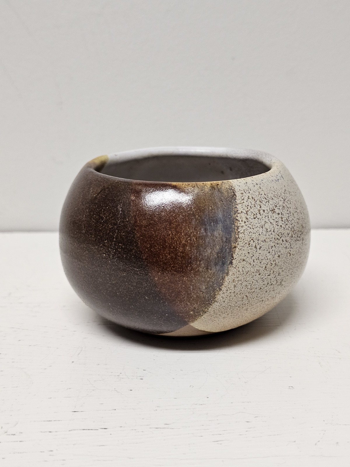 Studio Art Pottery Mid-Century Modern Brown And Cream