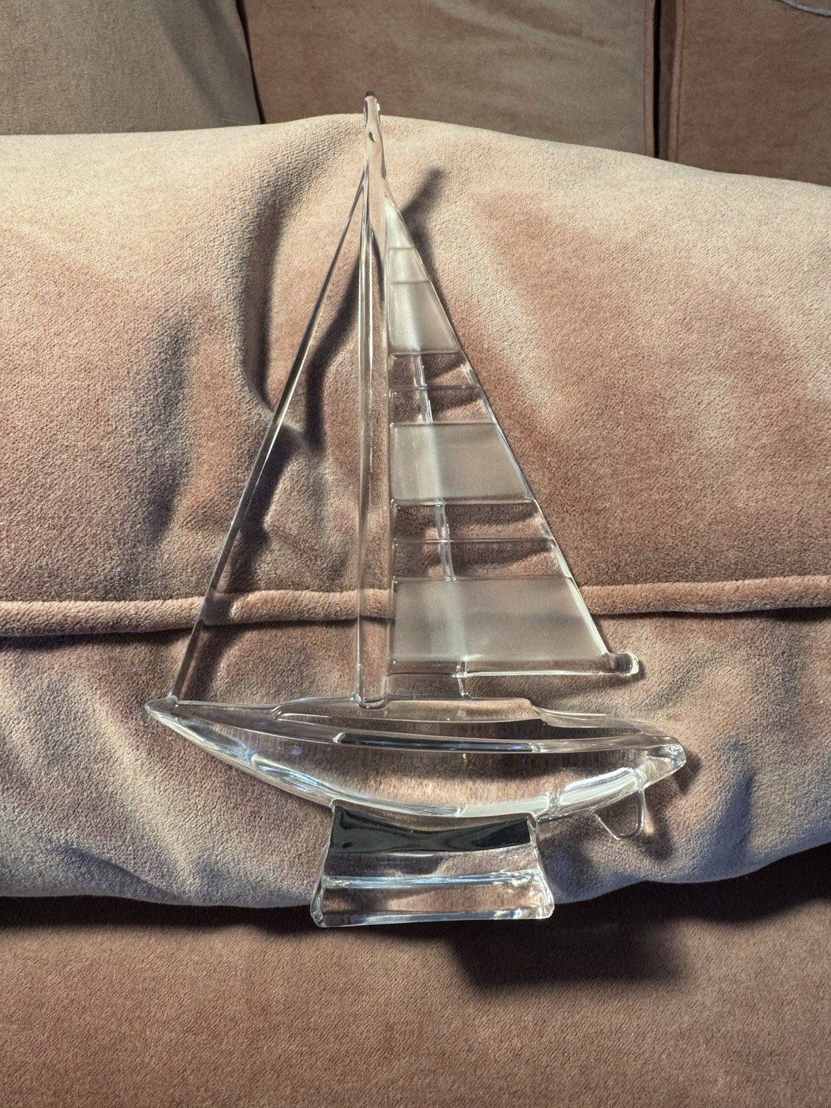 J.G. Durand Glass Sailboat Figurine Nautical Decorative Sculpture