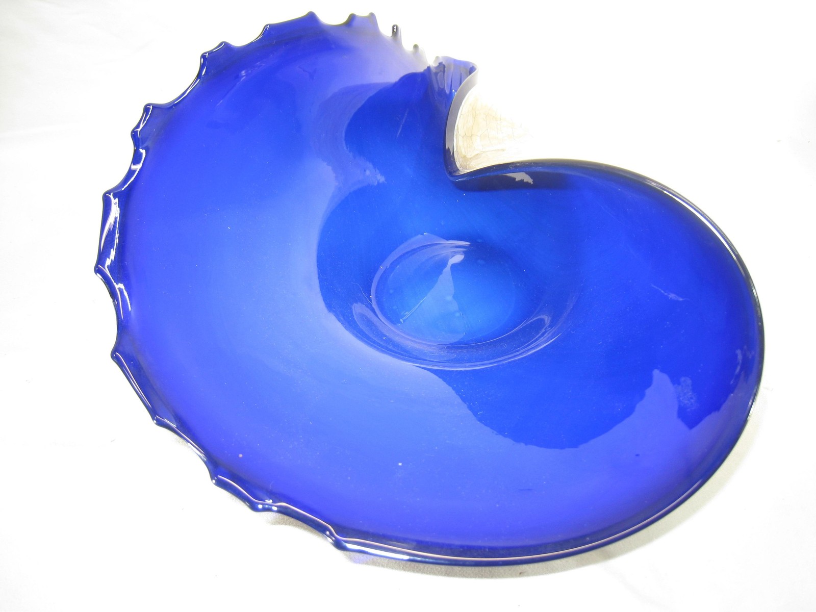 Murano Art Glass Shell Bowl 16″ Large Centerpiece Italy Nautical Decor Table