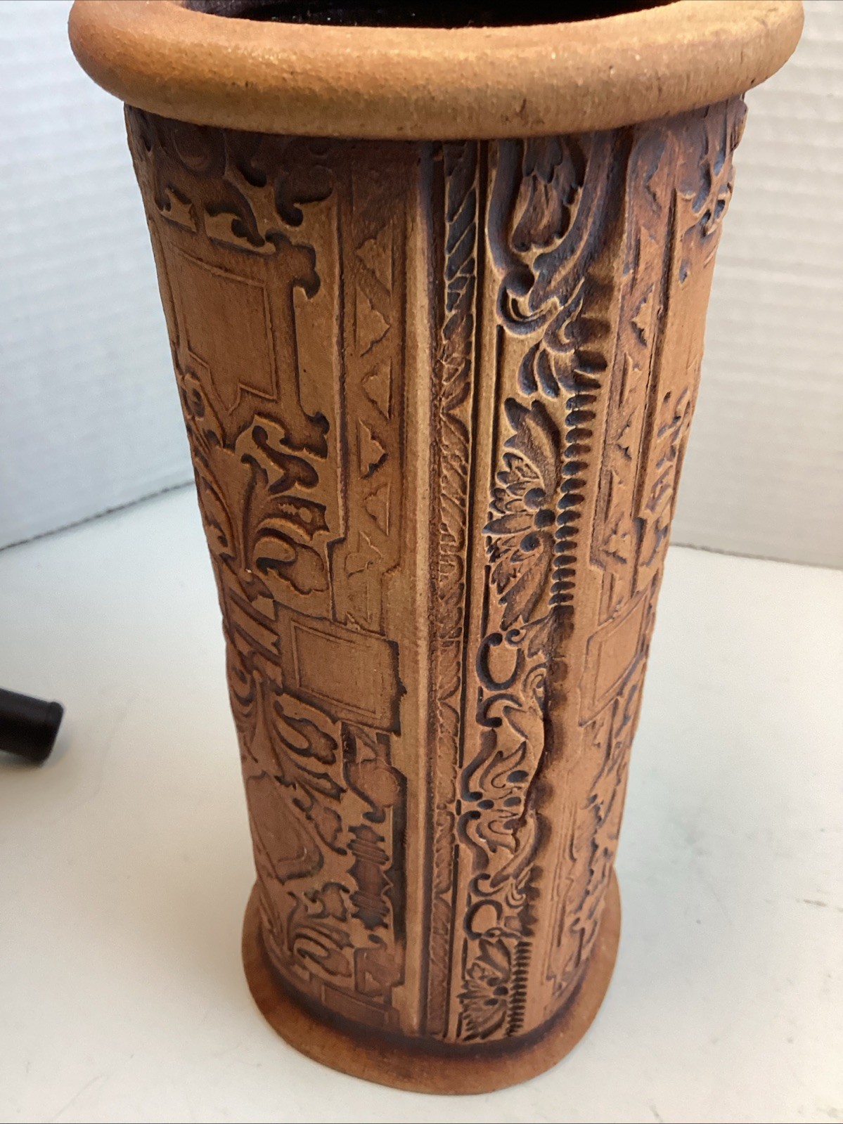 Studio Art Stoneware 8” X 3.5” Brown Vase Frohreich Barn Buckets.