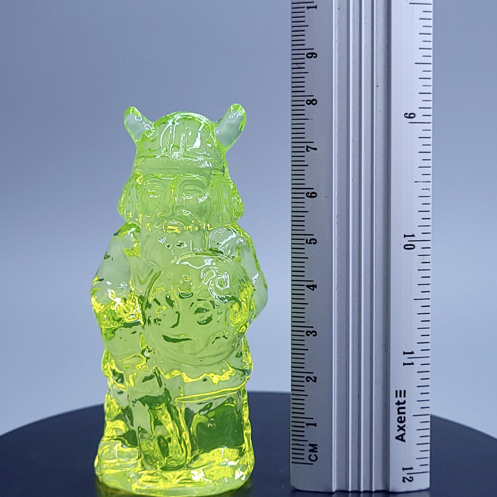 Vaseline Uranium Glass Viking Figurine Uranuim Yellow Glass Statue Art Deco