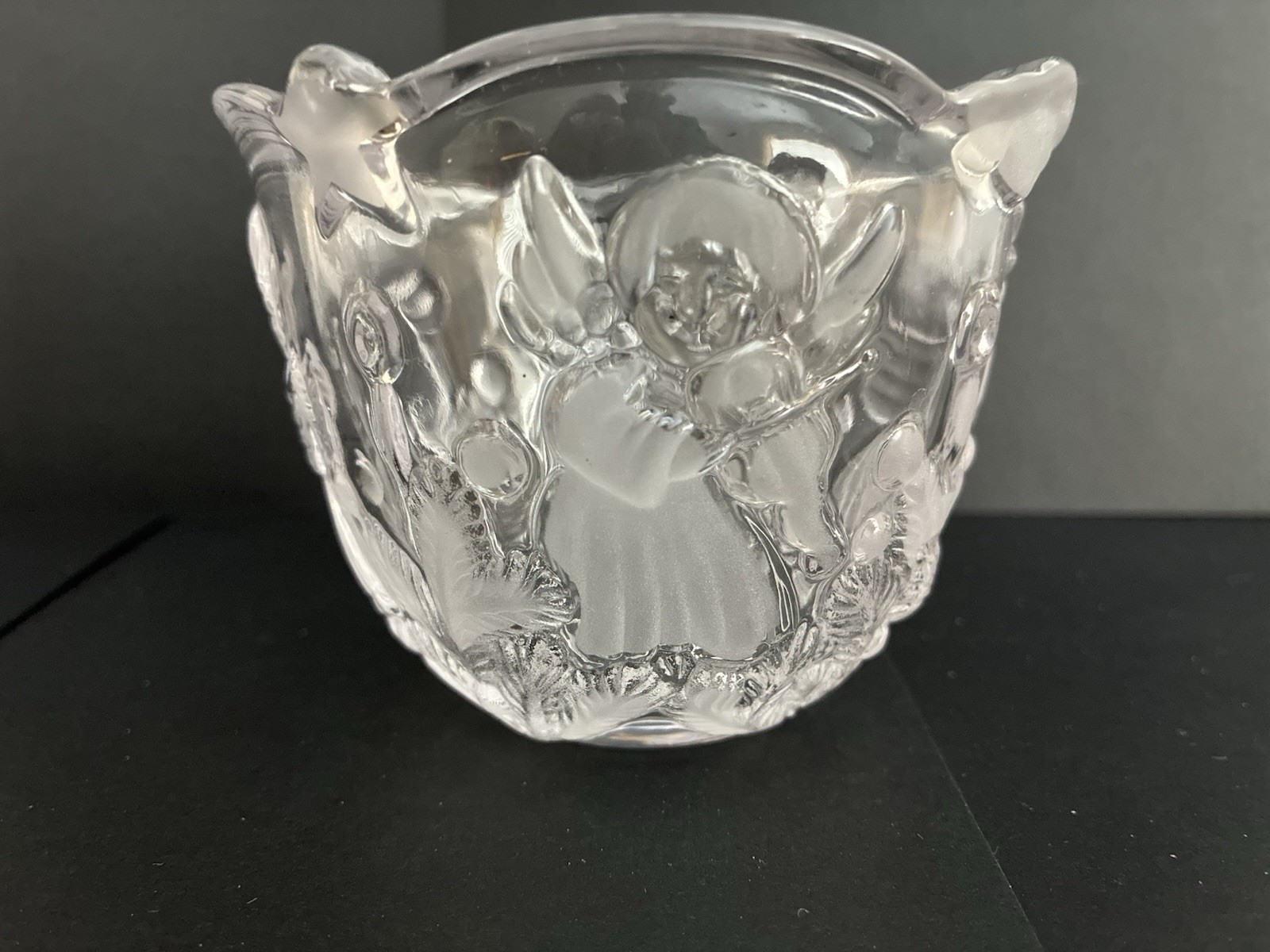 MIKASA Holiday Lights Christmas Votive Candle Angel Frosted Glass Germany