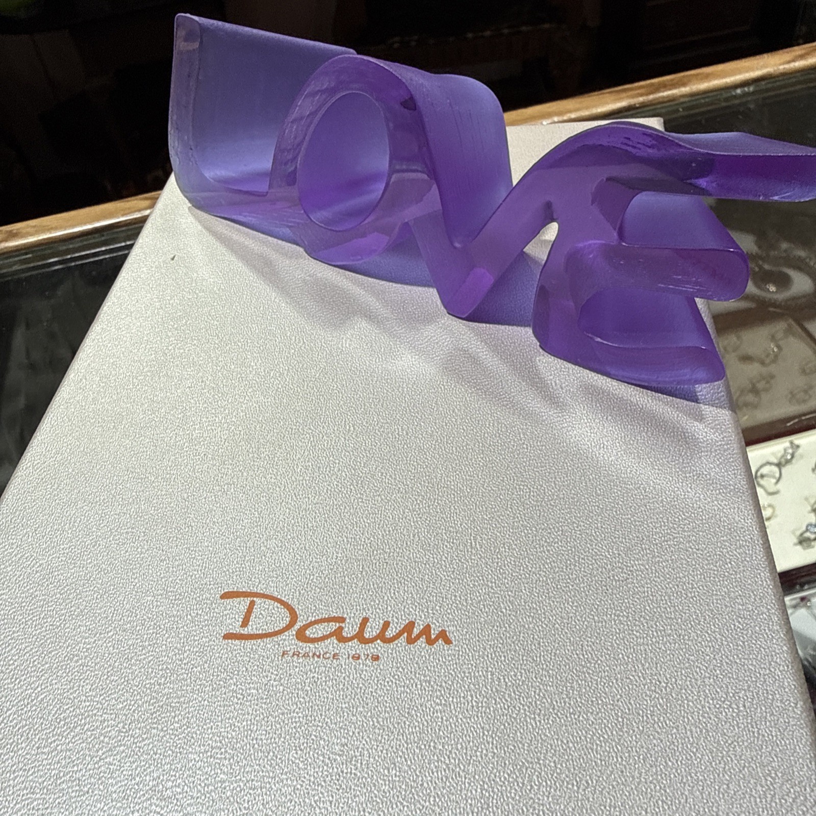 DAUM CRYSTAL TRUE LOVE ULTRAVIOLET FIGURINE Valentines Gift