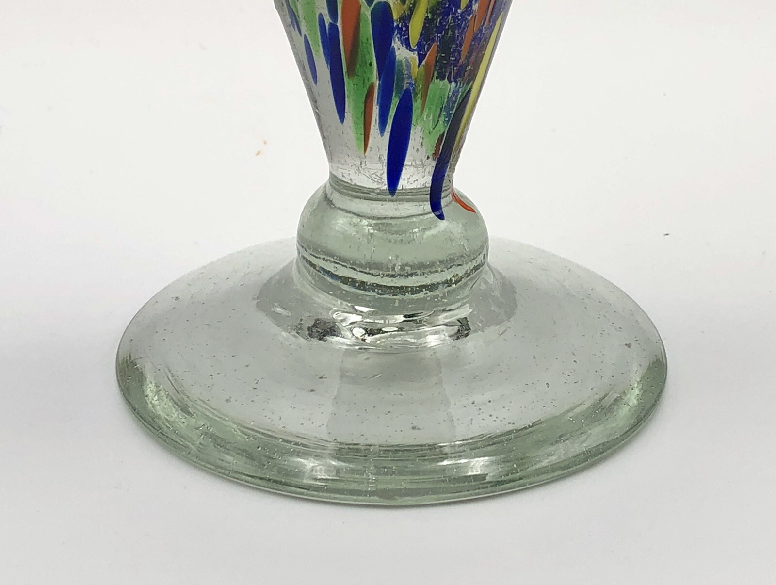 Hand Blown Confetti Rainbow Color Footed Glass Vase Champagne Wine