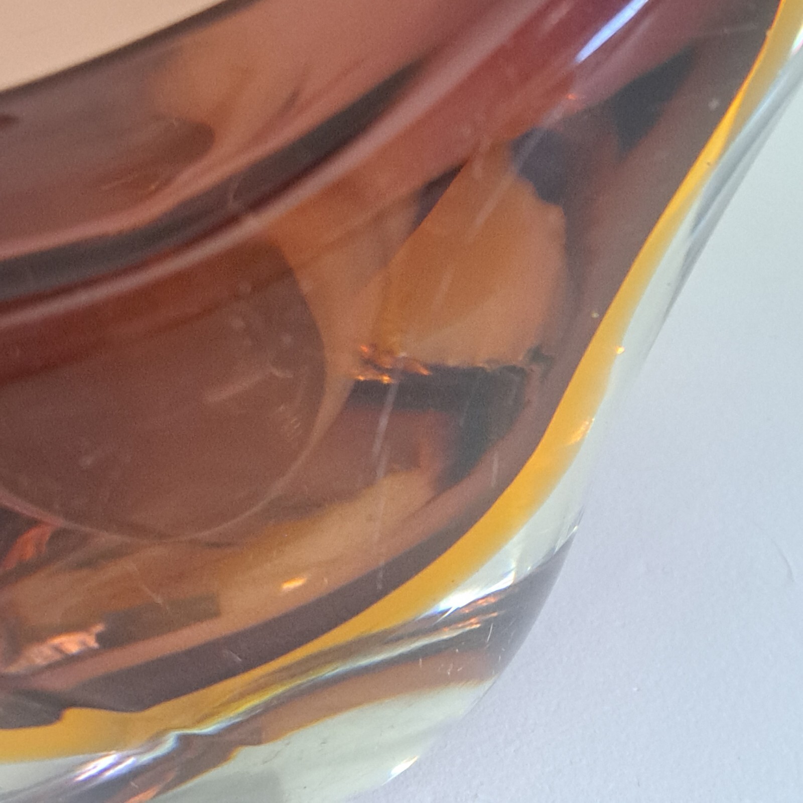 Vintage Mid-Century Art Glass Sommerso Basket Vase – Amethyst & Amber