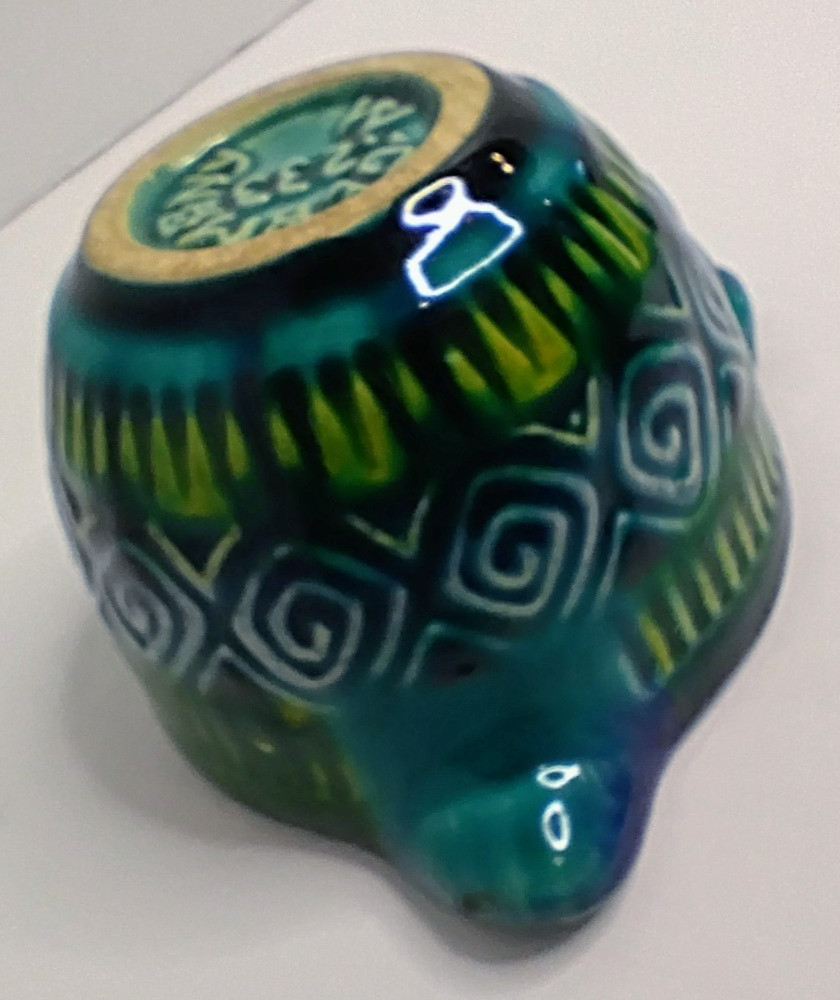 Vintage West German Pottery Personal Ashtray Blue Green Mid Century Modern 233